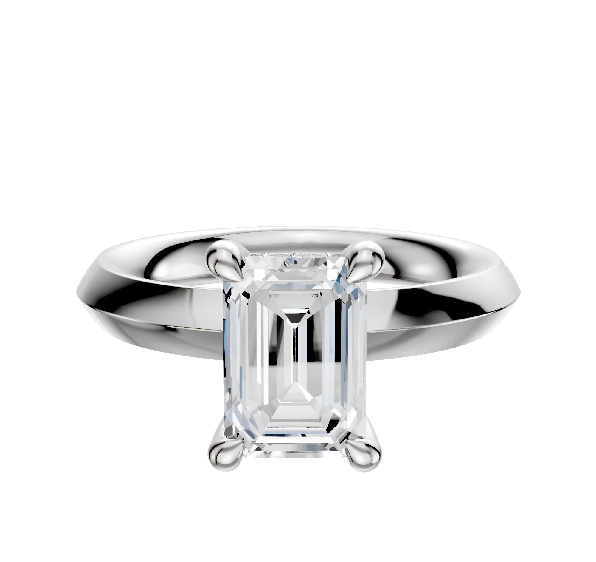 Platinum 4 Prong Hidden Halo Classic Knife Edge 3.0mm Engagement Ring