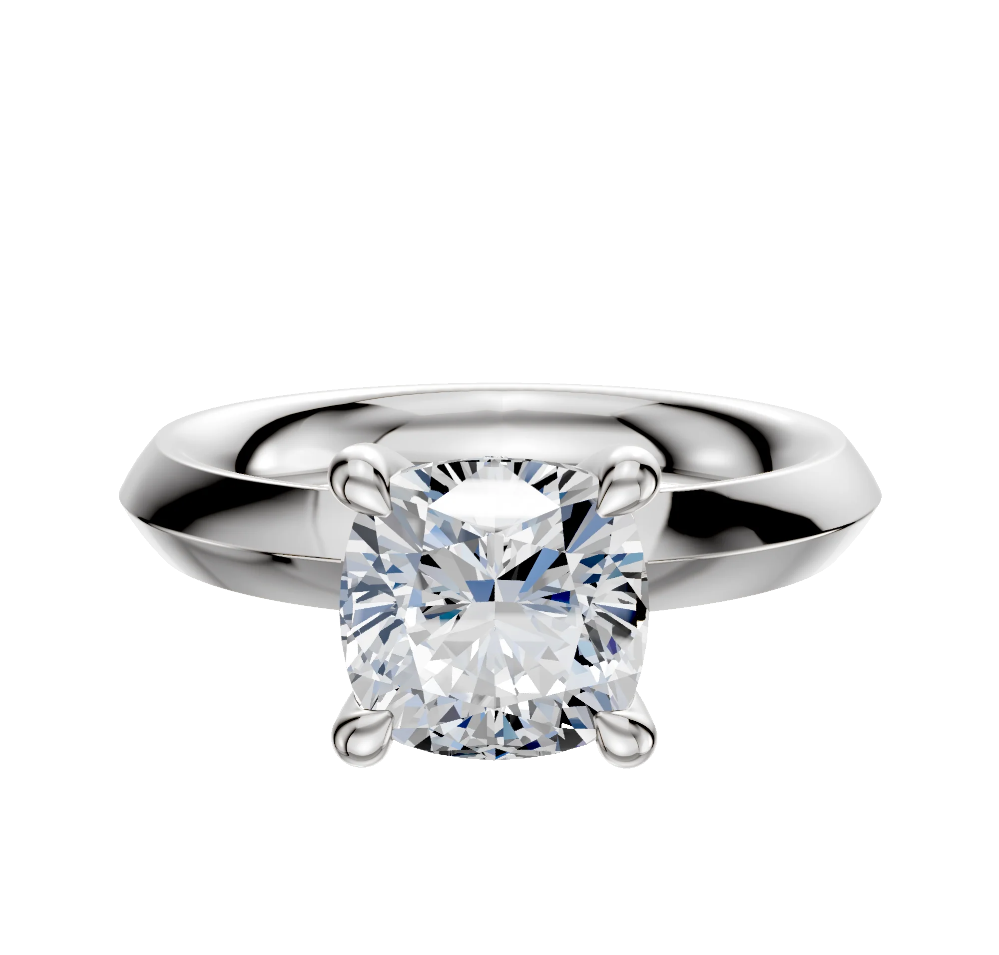 Platinum 4 Prong Hidden Halo Classic Knife Edge 3.0mm Engagement Ring