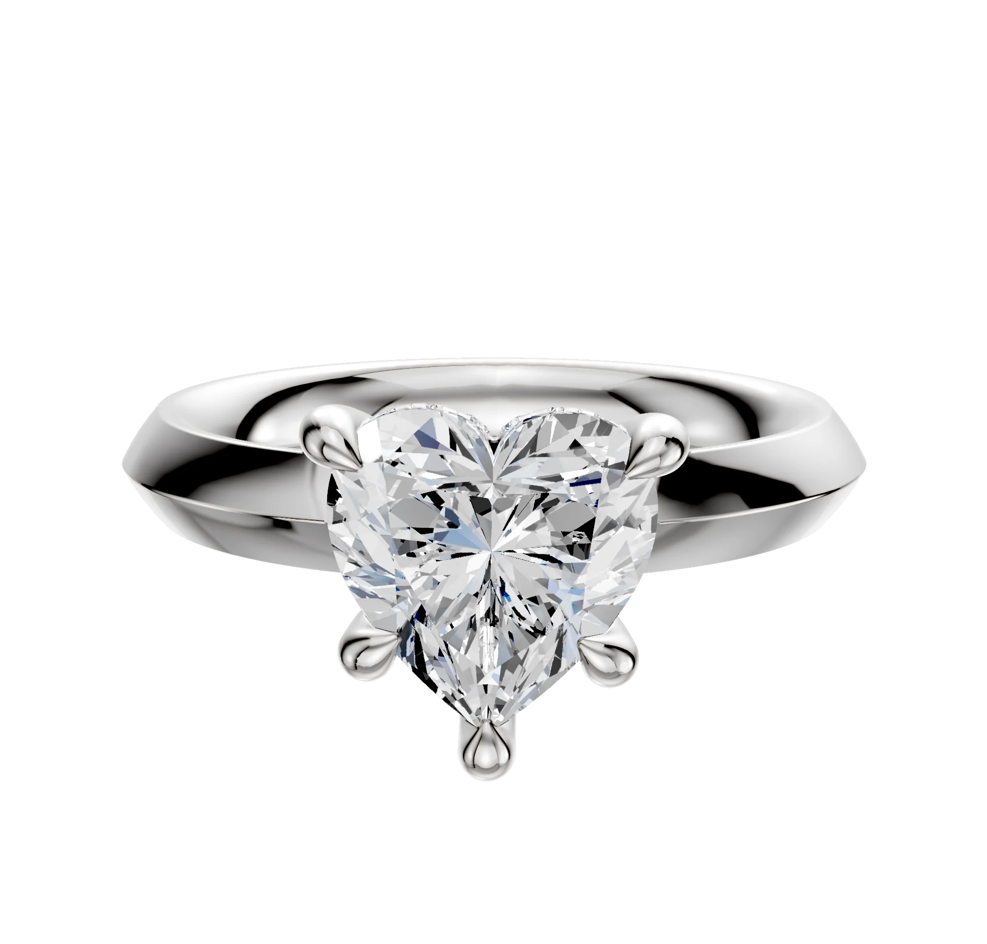 Platinum 4 Prong Hidden Halo Classic Knife Edge 3.0mm Engagement Ring