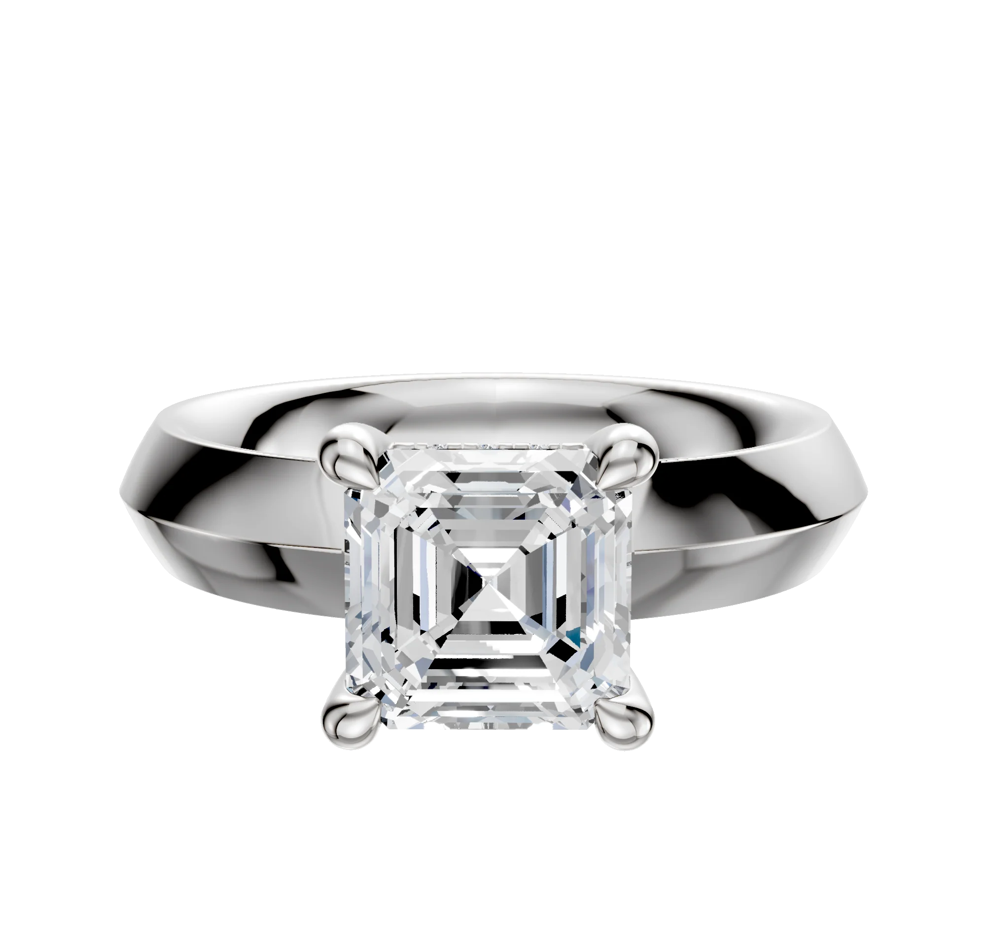 Platinum 4 Prong Hidden Halo Classic Knife Edge 4.0mm Engagement Ring