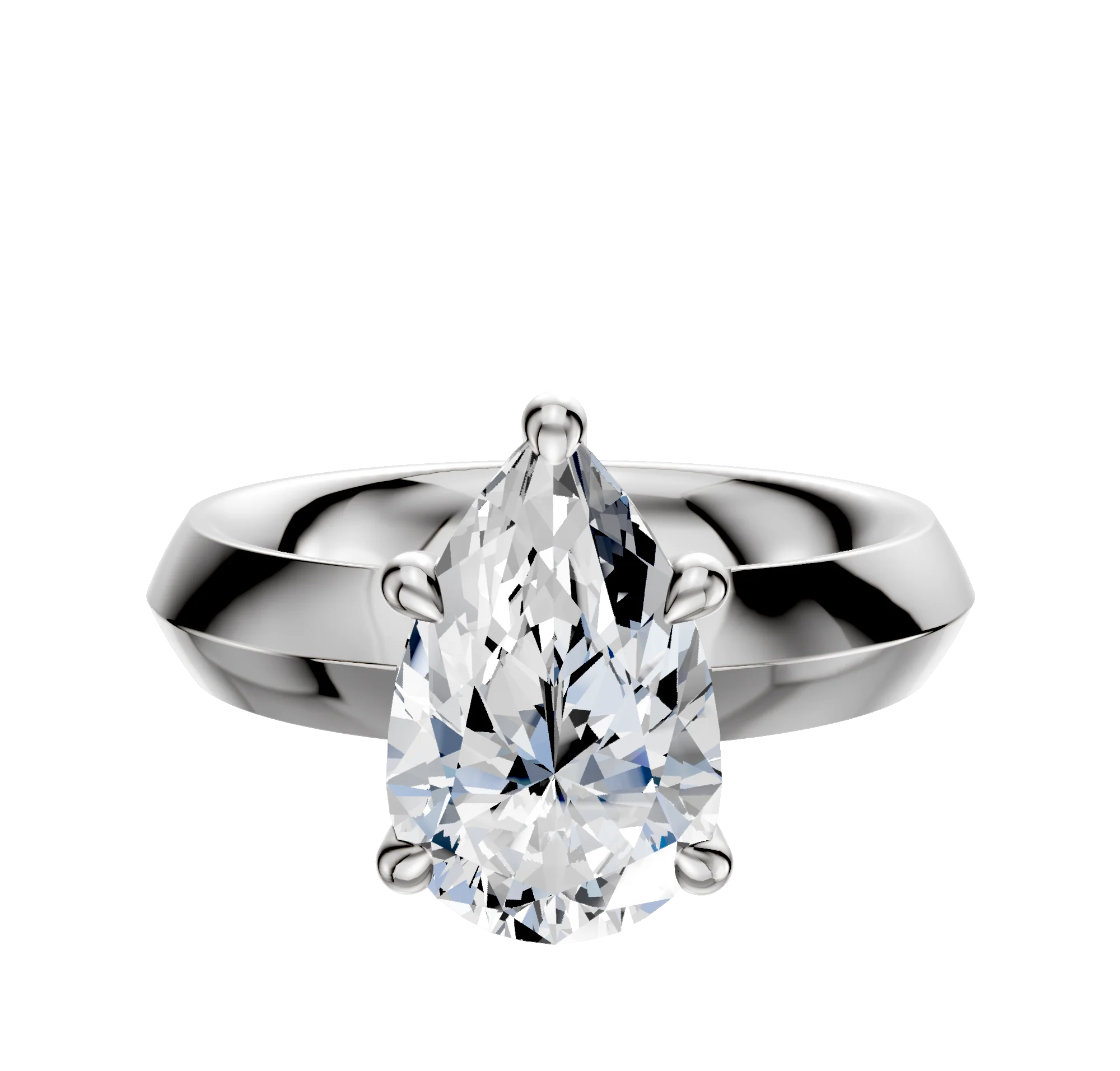 Platinum 4 Prong Hidden Halo Classic Knife Edge 4.0mm Engagement Ring