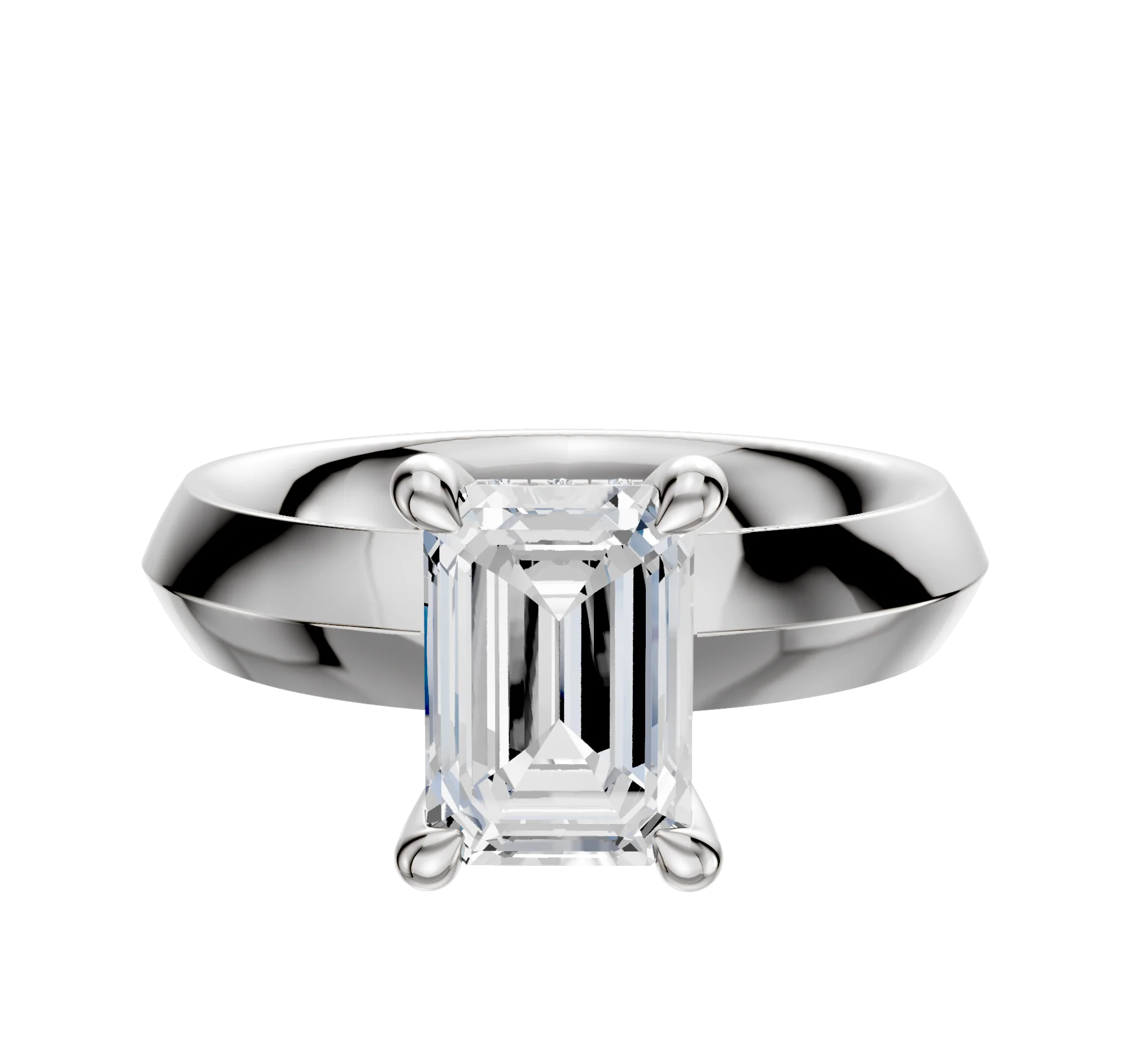Platinum 4 Prong Hidden Halo Classic Knife Edge 4.0mm Engagement Ring