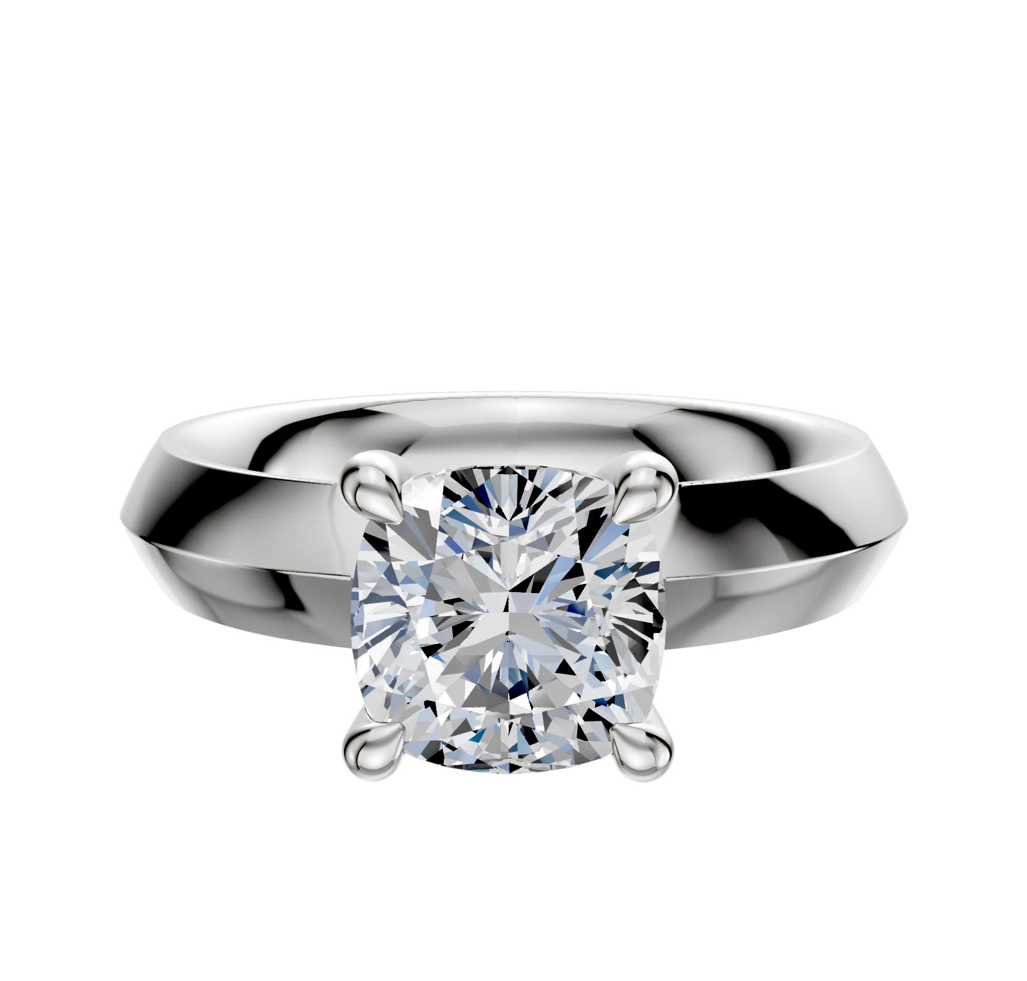 Platinum 4 Prong Hidden Halo Classic Knife Edge 4.0mm Engagement Ring