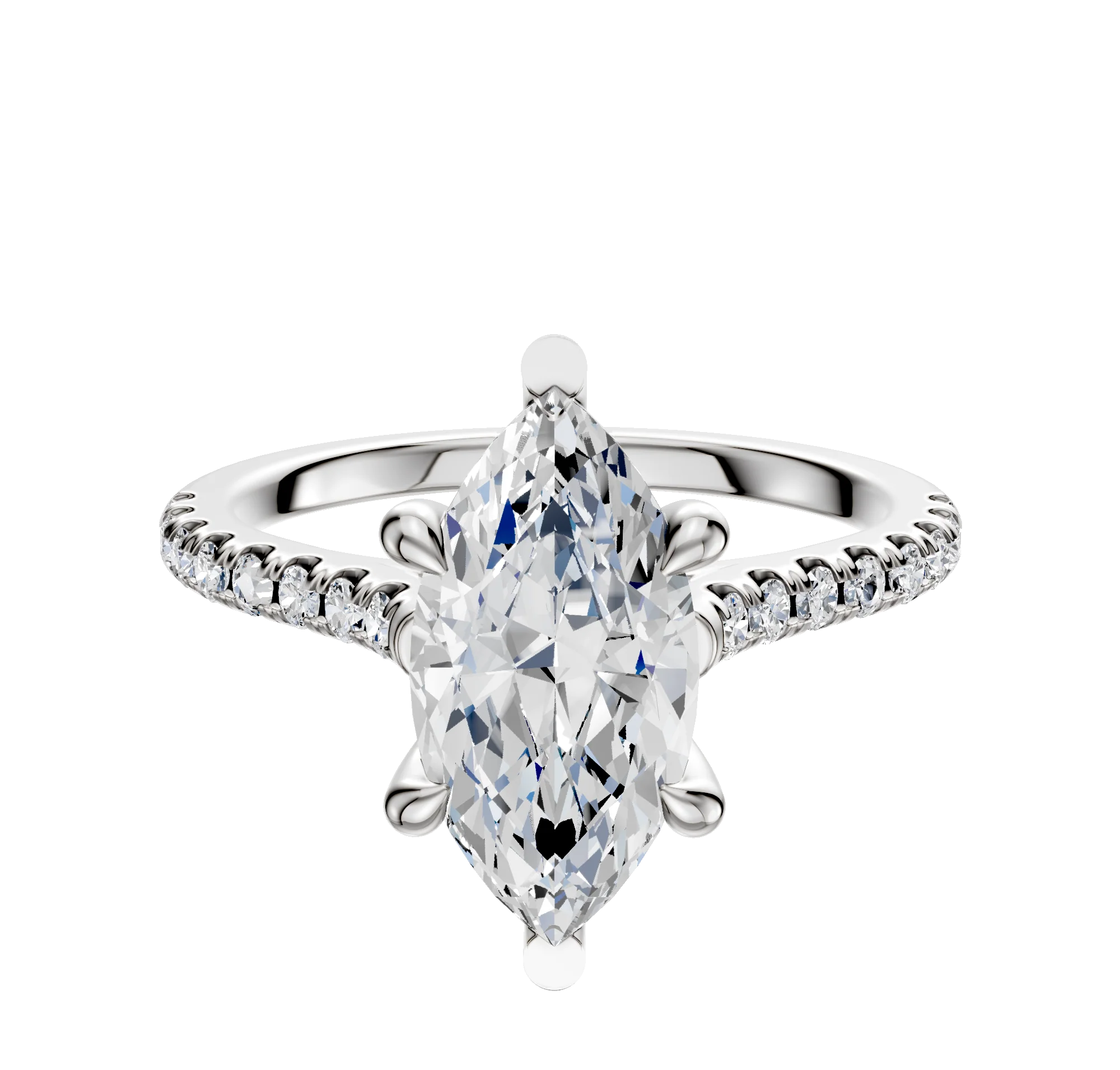 Platinum 6 Prong Basket Cathedral Dome 1-Row-Pave 2.5mm Engagement Ring