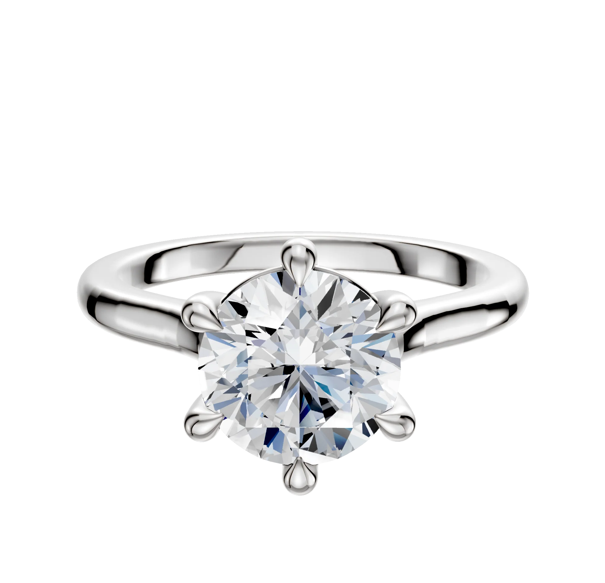 Platinum 6 Prong Basket Cathedral Dome 2.0mm Engagement Ring