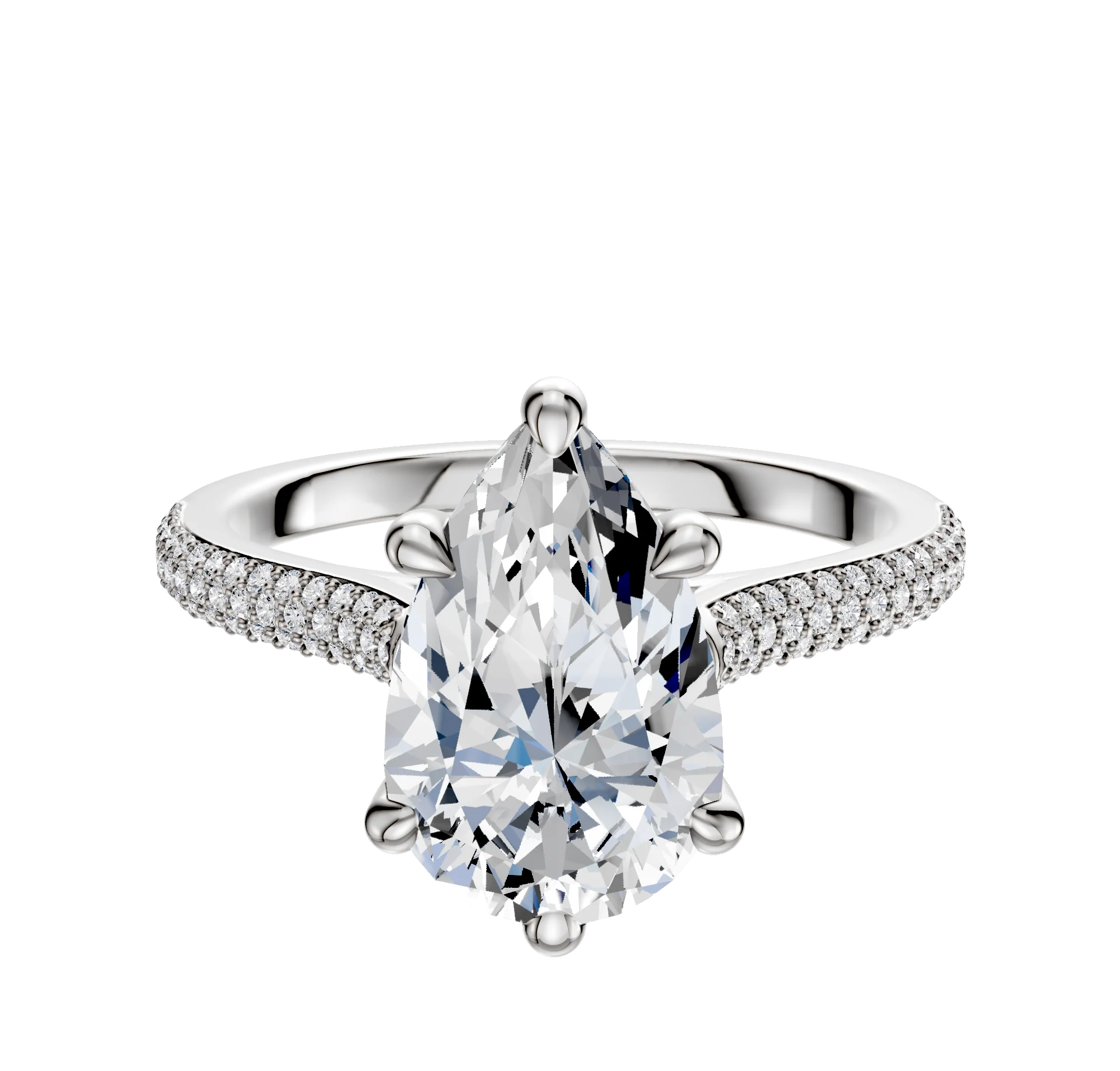 Platinum 6 Prong Basket Cathedral Dome 3-Row-Pave 2.0mm Engagement Ring
