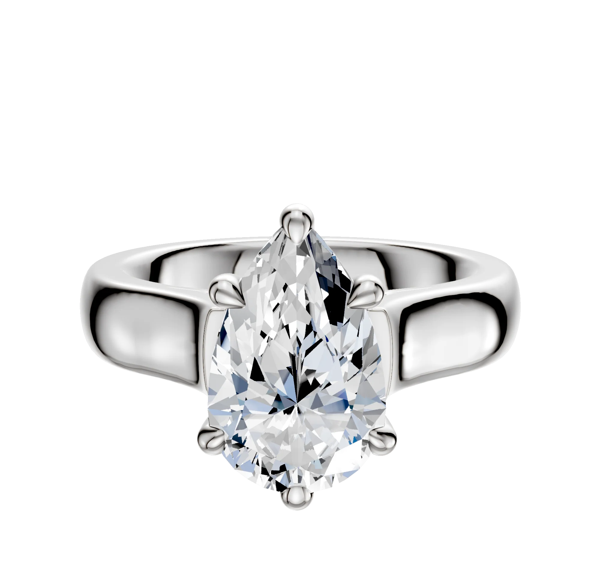 Platinum 6 Prong Basket Cathedral Dome 4.0mm Engagement Ring