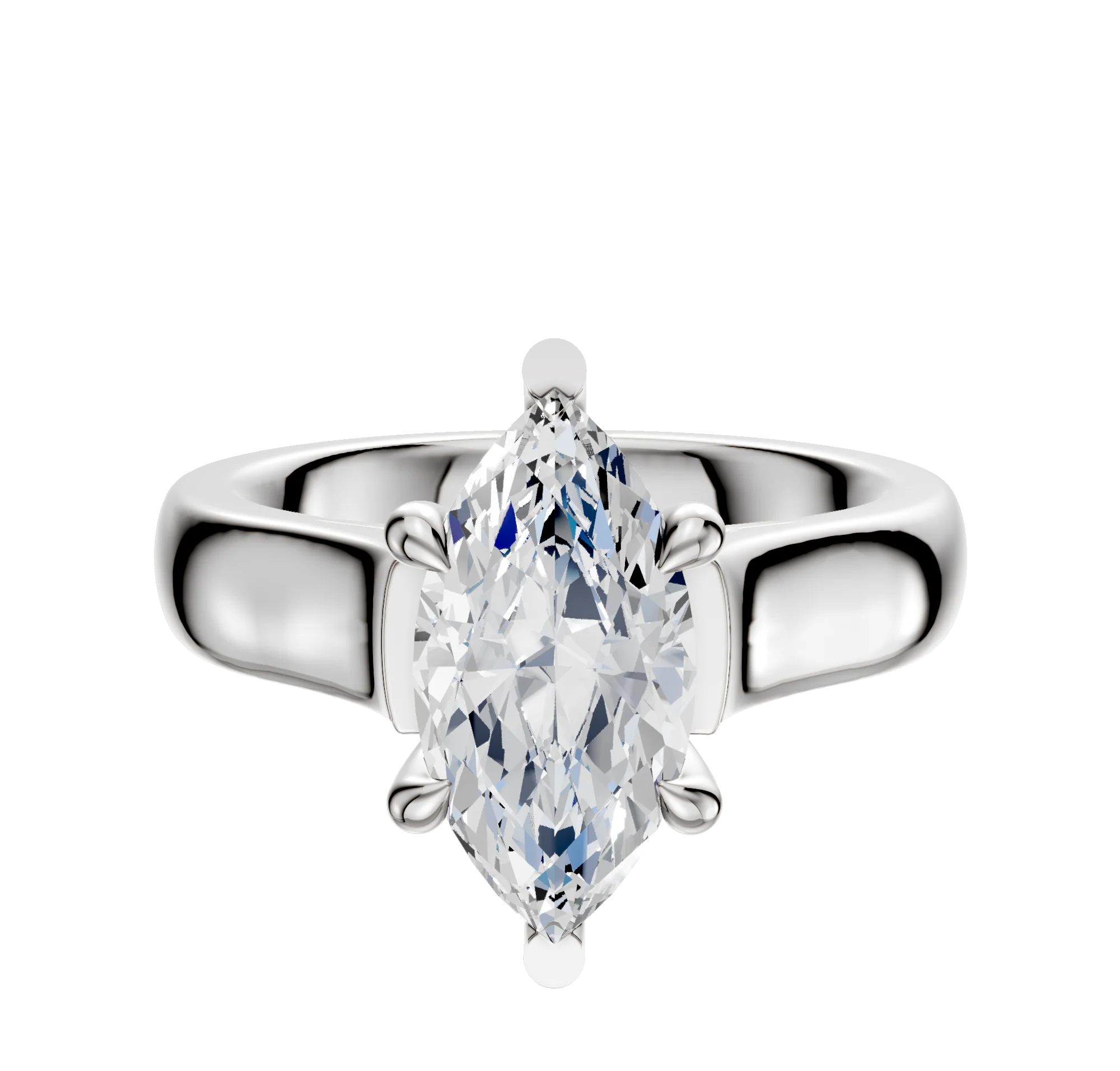 Platinum 6 Prong Basket Cathedral Dome 4.0mm Engagement Ring