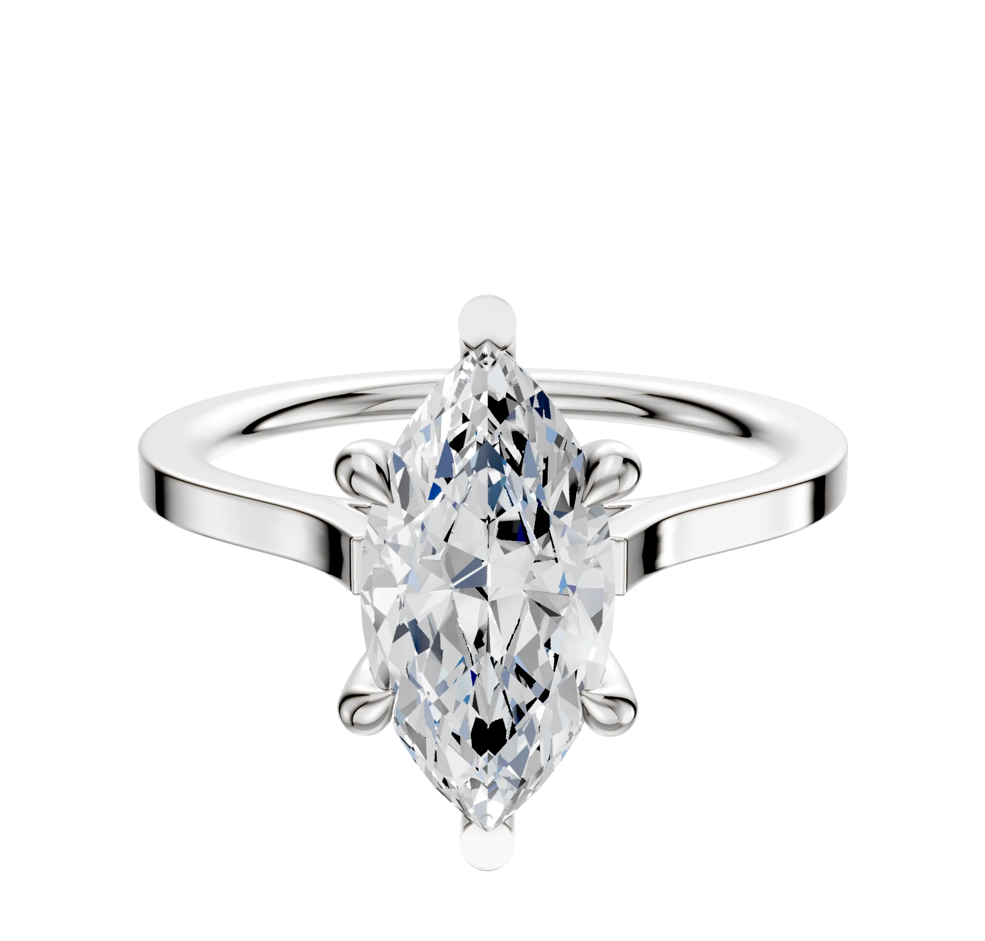 Platinum 6 Prong Basket Cathedral Flat 1.5mm Engagement Ring