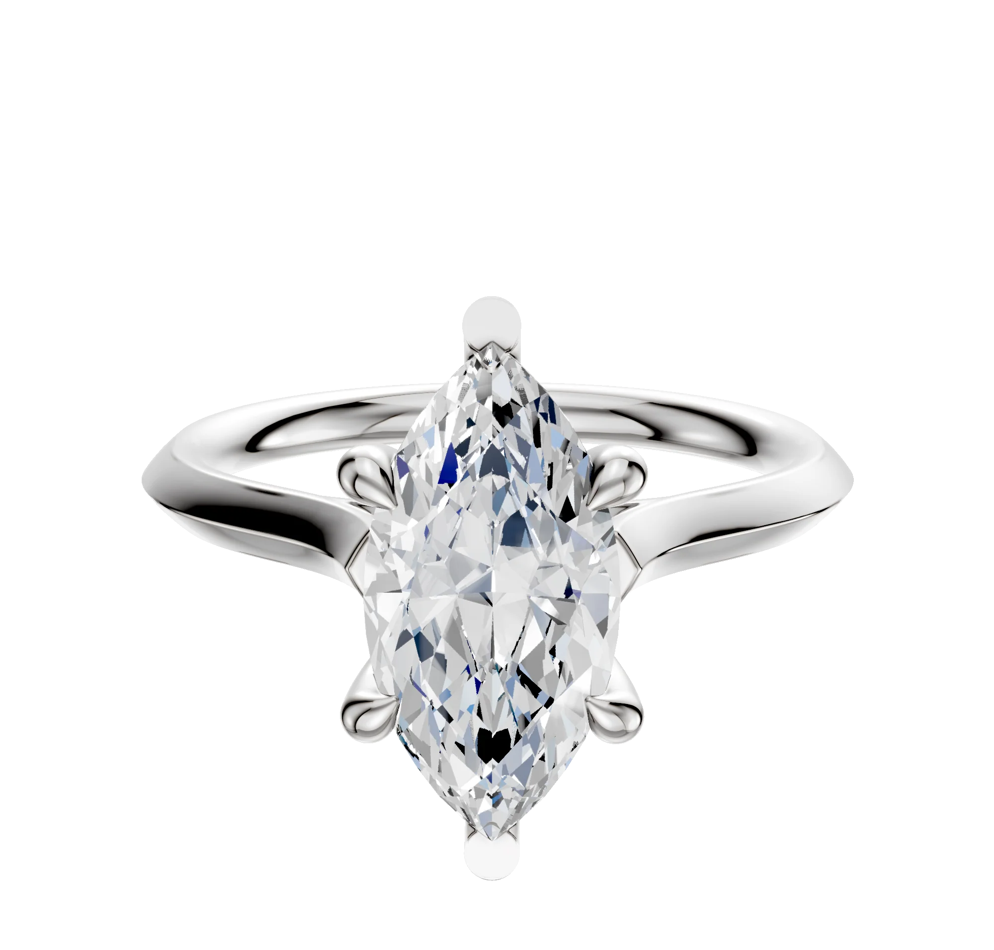 Platinum 6 Prong Basket Cathedral Knife Edge 2.0mm Engagement Ring