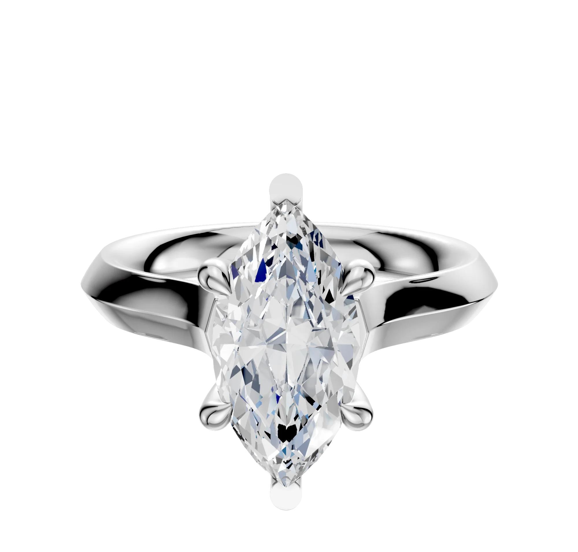 Platinum 6 Prong Basket Cathedral Knife Edge 3.0mm Engagement Ring