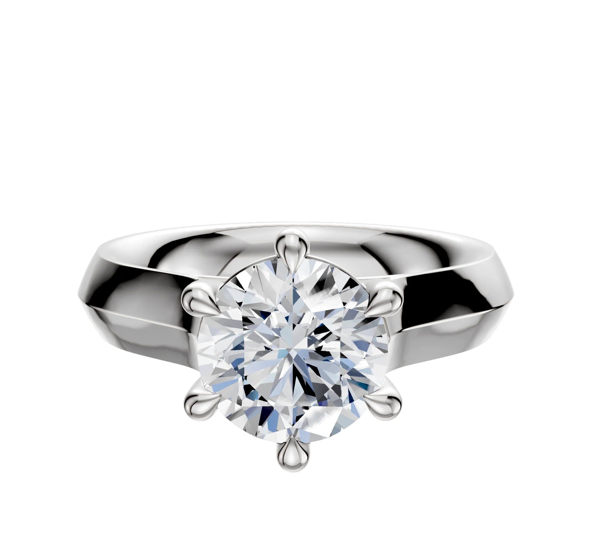Platinum 6 Prong Basket Cathedral Knife Edge 4.0mm Engagement Ring