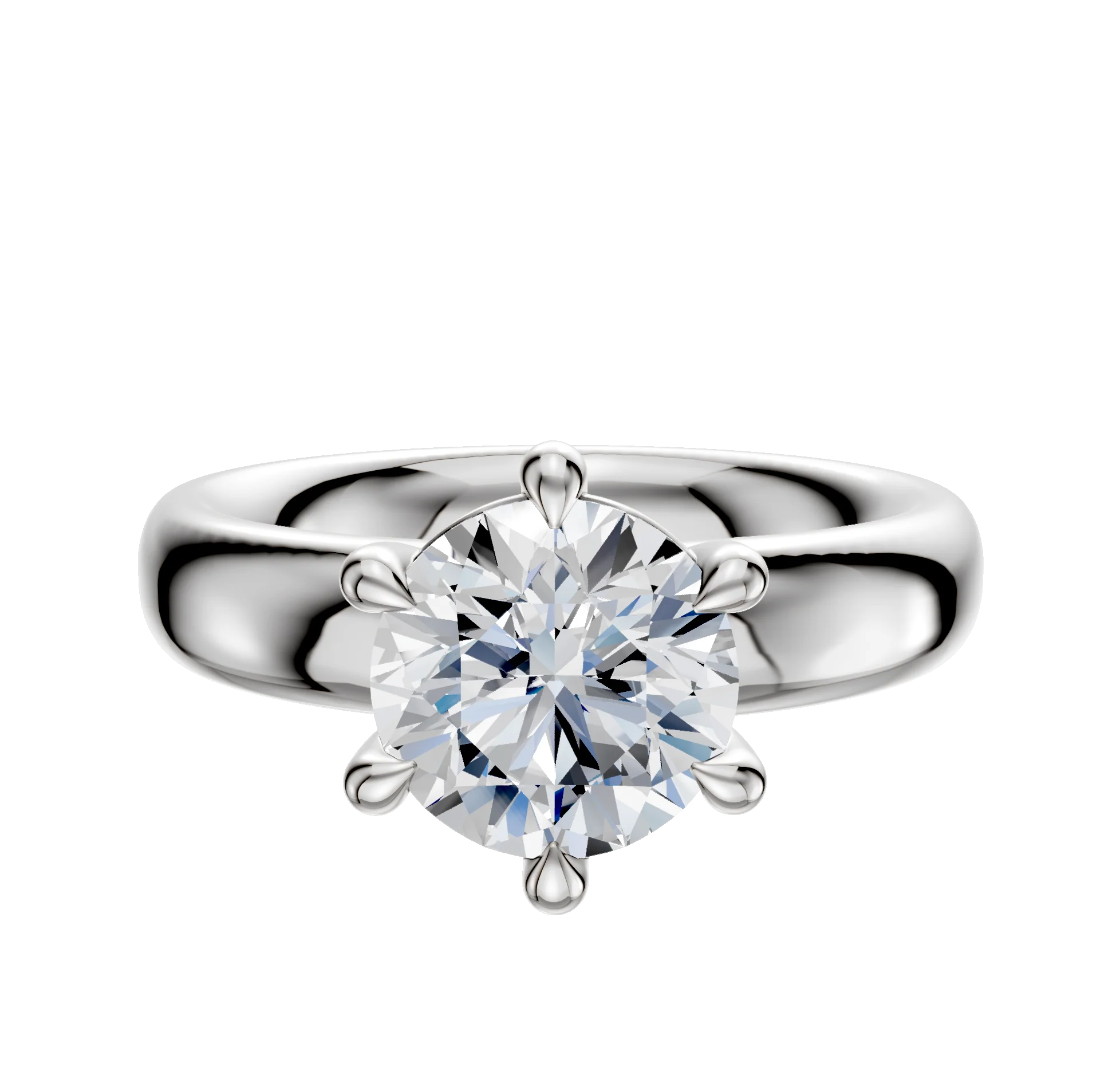 Platinum 6 Prong Basket Classic Dome 4.0mm Engagement Ring