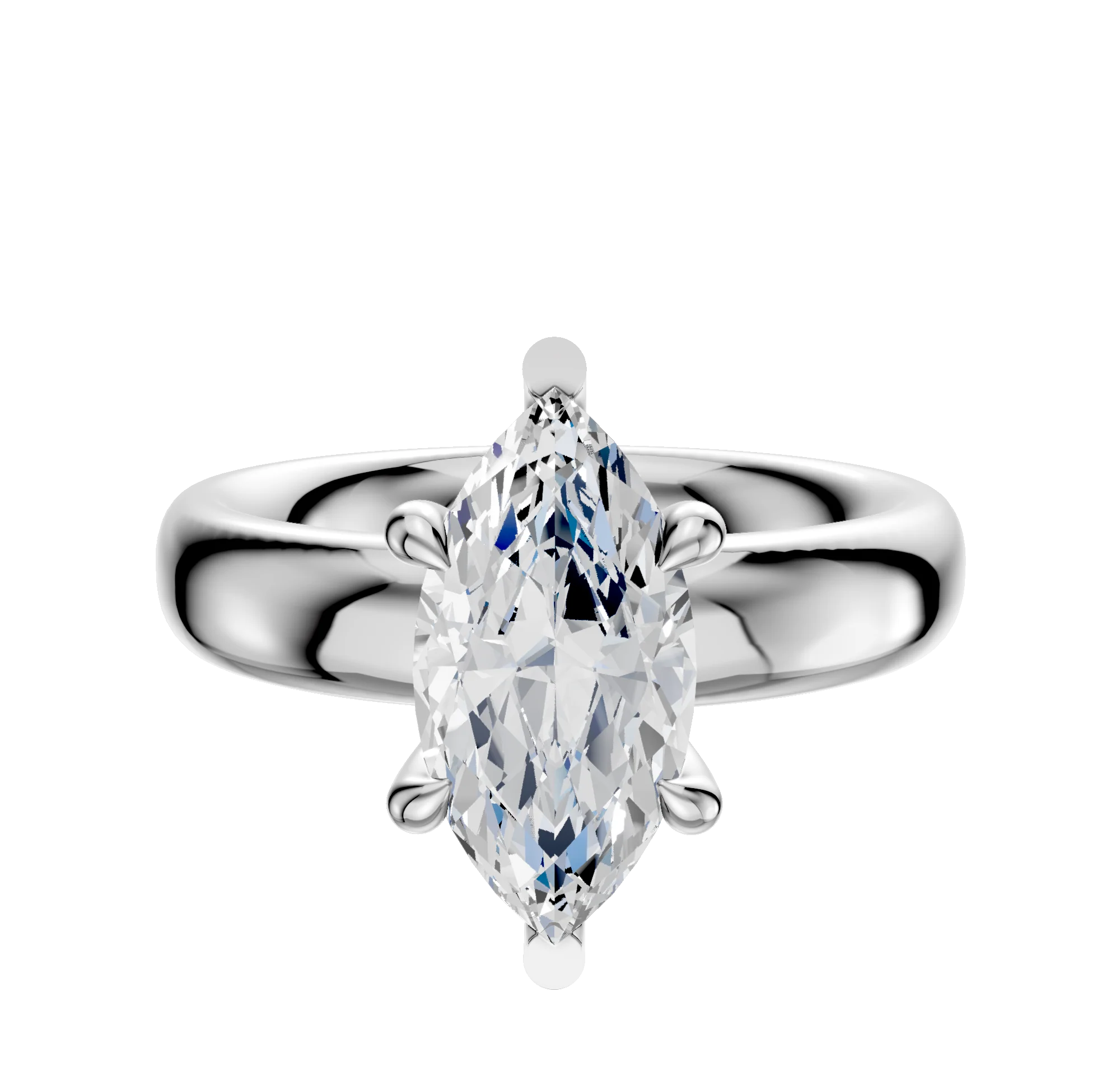 Platinum 6 Prong Basket Classic Dome 4.0mm Engagement Ring