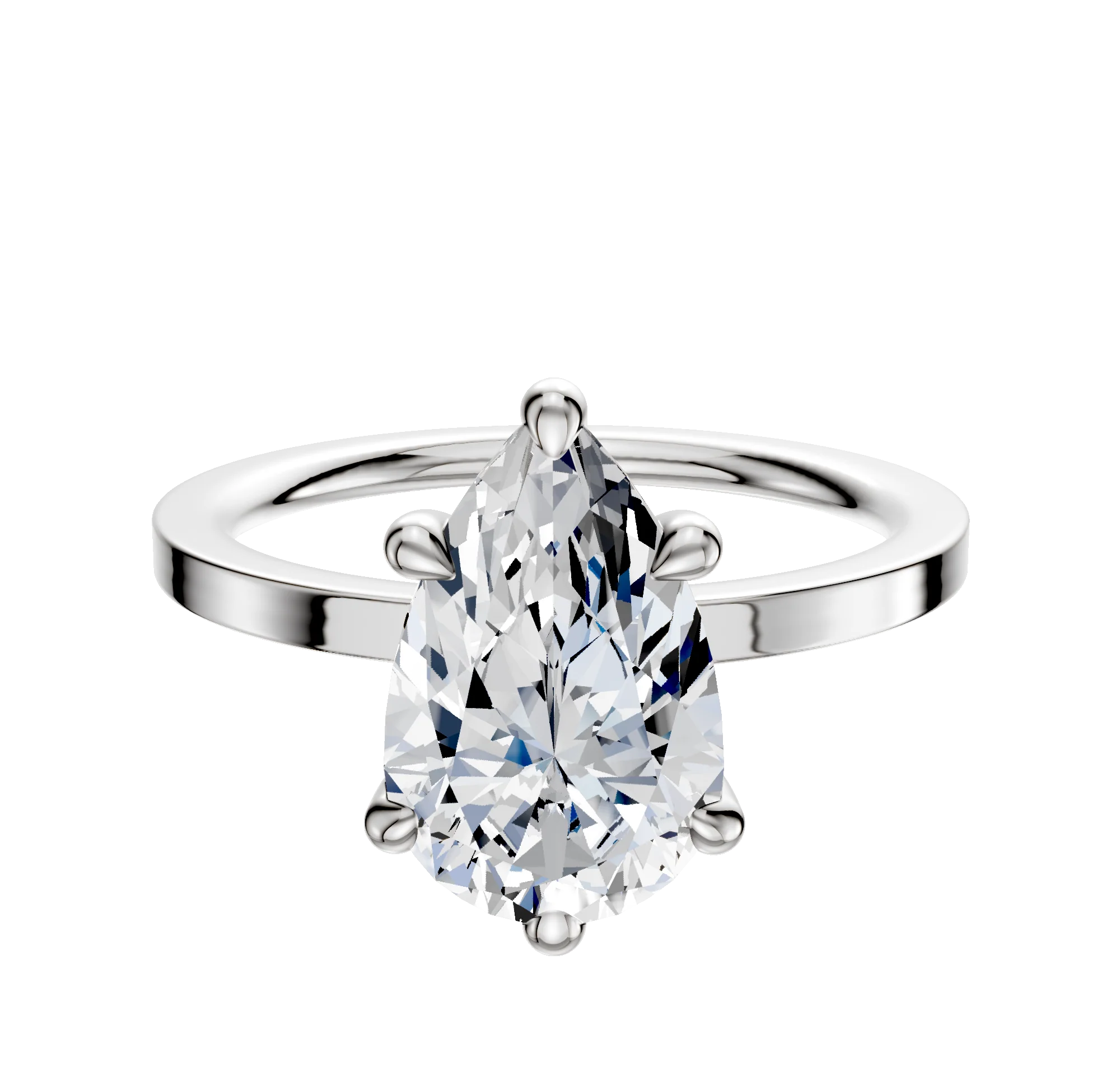 Platinum 6 Prong Basket Classic Flat 1.5mm Engagement Ring