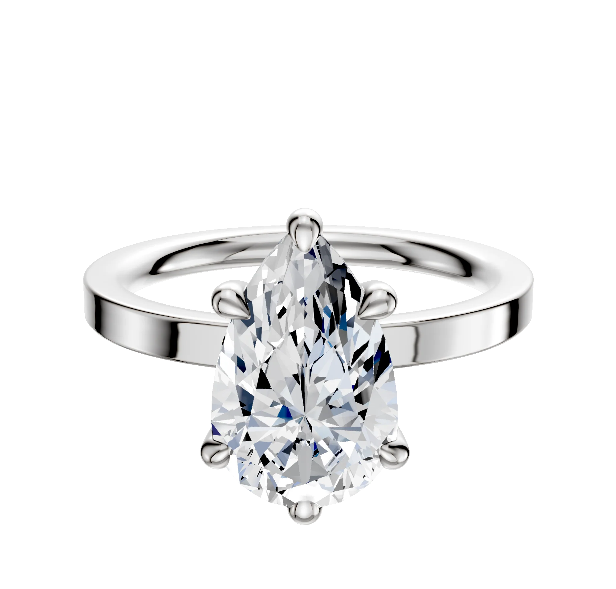 Platinum 6 Prong Basket Classic Flat 2.0mm Engagement Ring