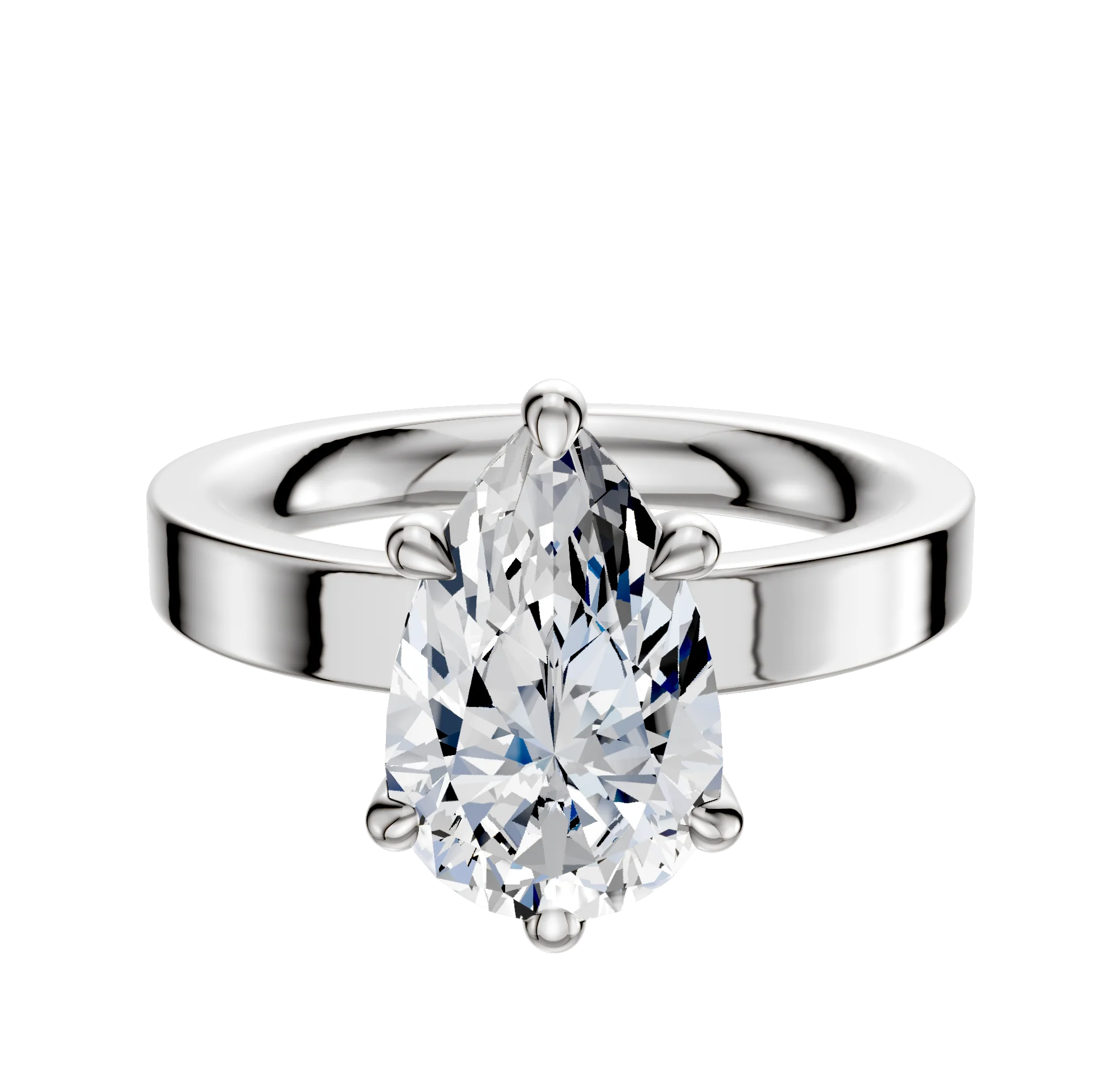 Platinum 6 Prong Basket Classic Flat 3.0mm Engagement Ring