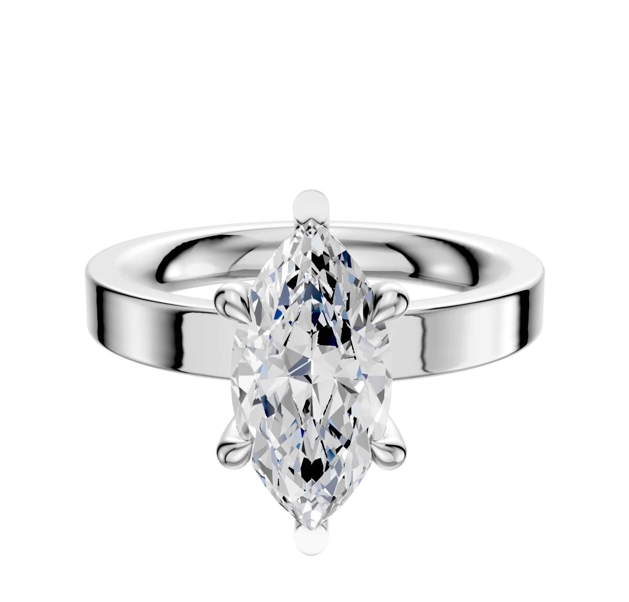 Platinum 6 Prong Basket Classic Flat 3.0mm Engagement Ring