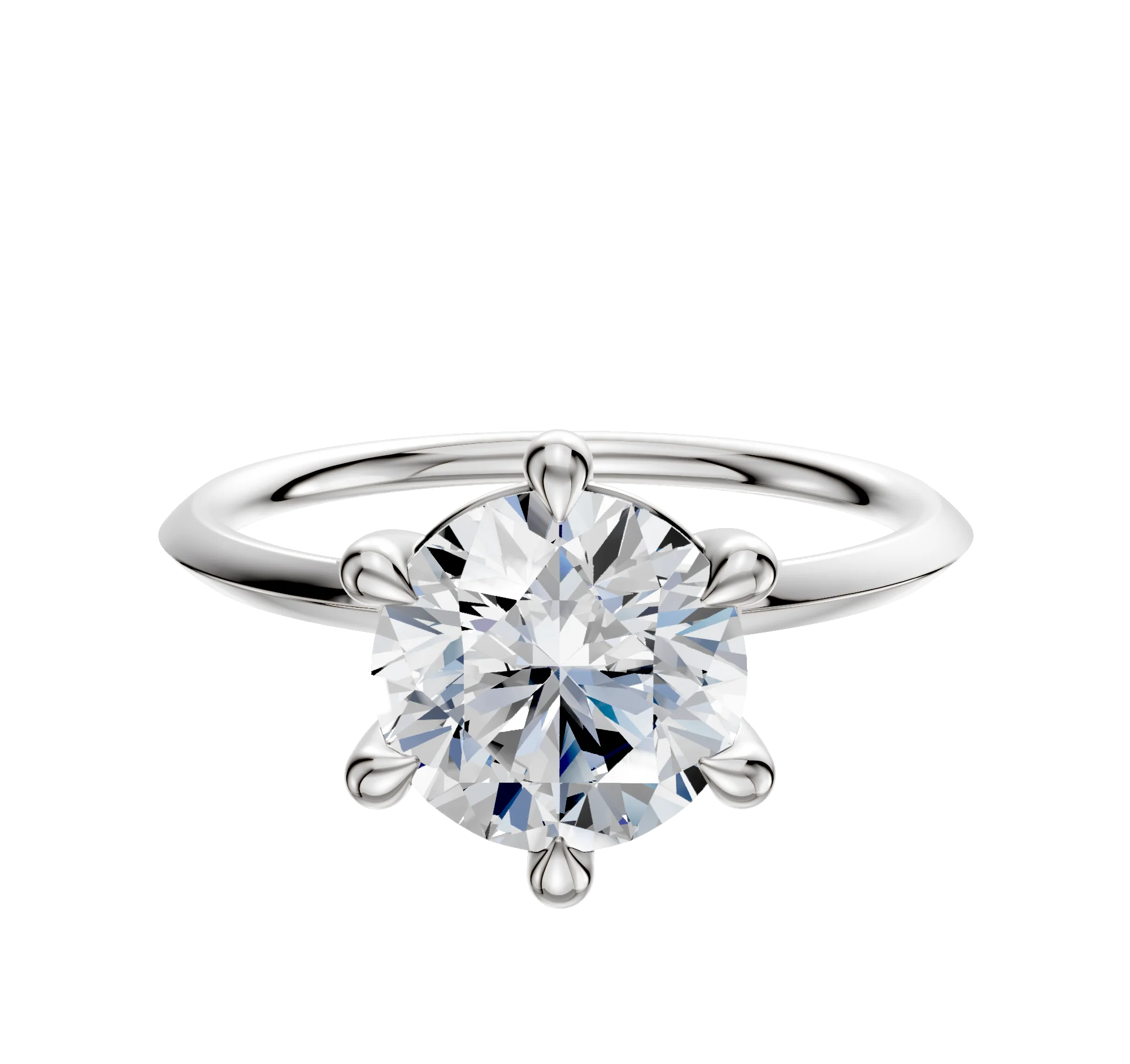 Platinum 6 Prong Basket Classic Knife Edge 1.5mm Engagement Ring