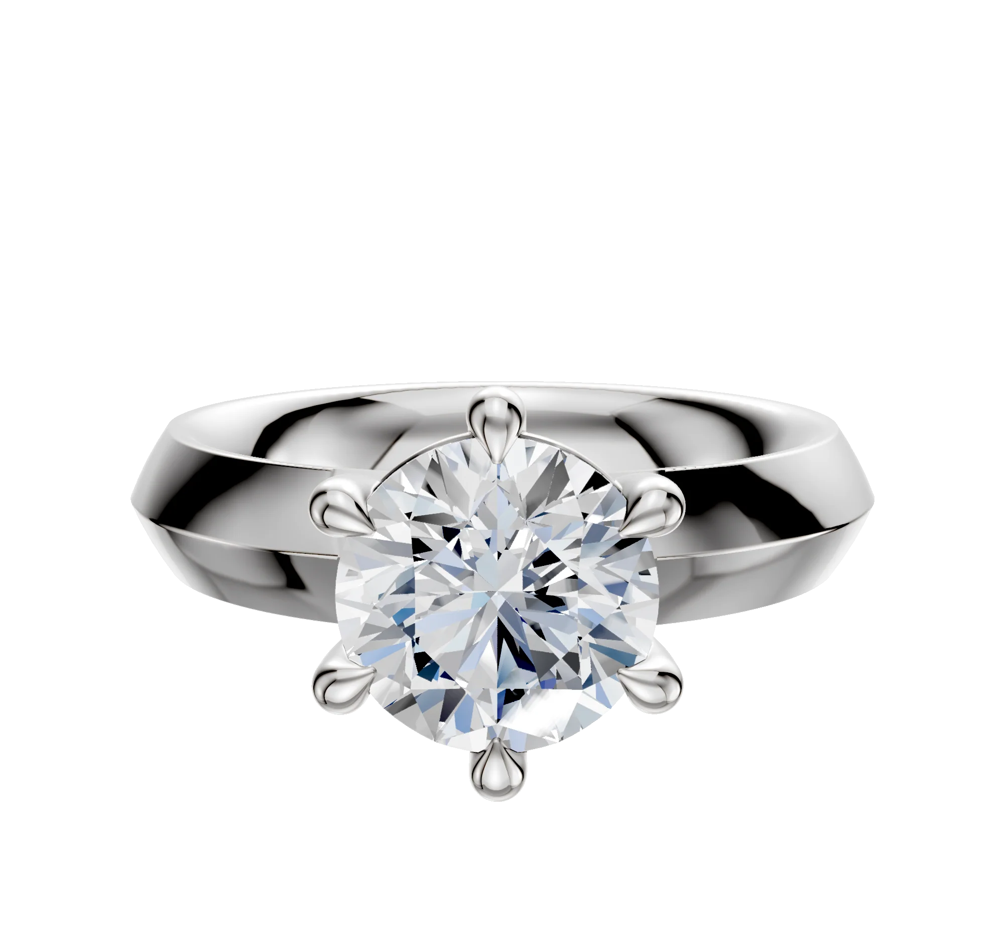 Platinum 6 Prong Basket Classic Knife Edge 4.0mm Engagement Ring