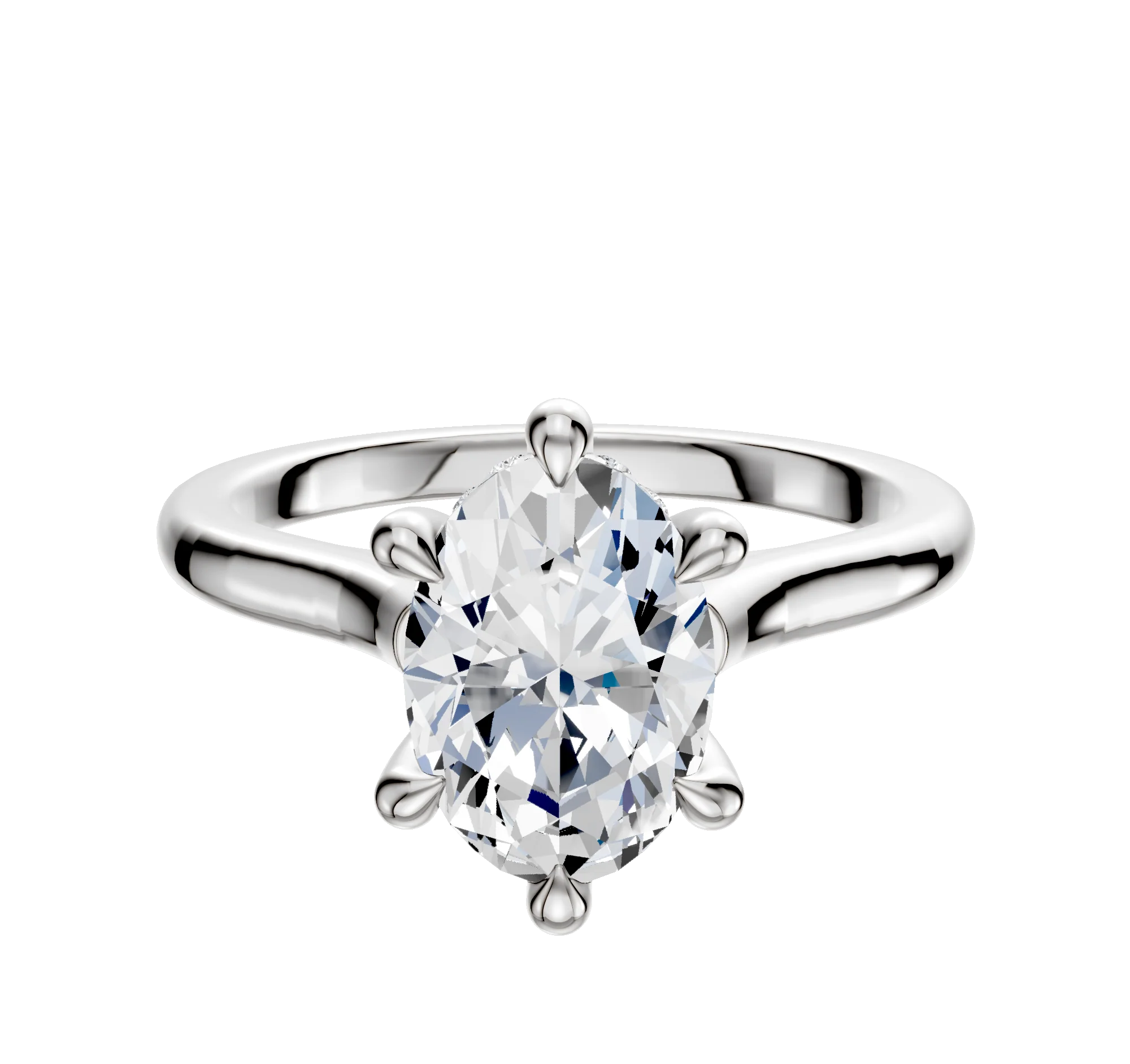 Platinum 6 Prong Hidden Halo Cathedral Dome 2.0mm Engagement Ring