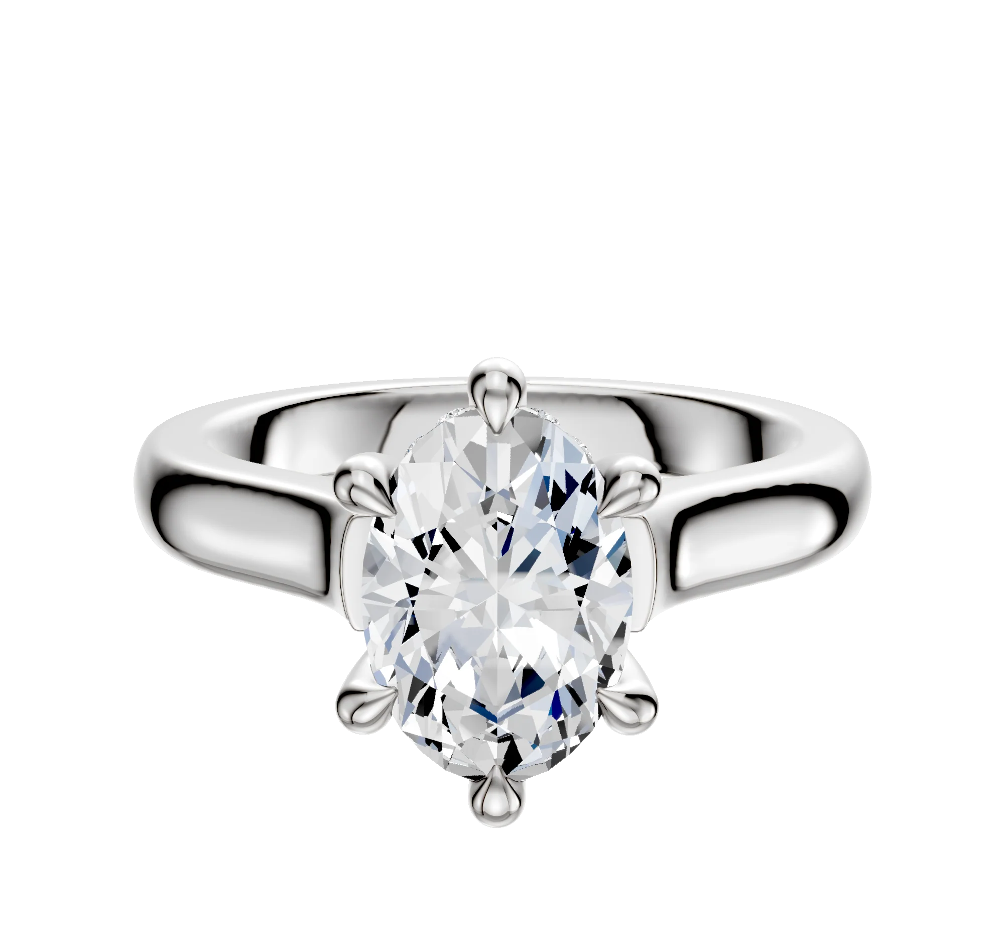 Platinum 6 Prong Hidden Halo Cathedral Dome 3.0mm Engagement Ring