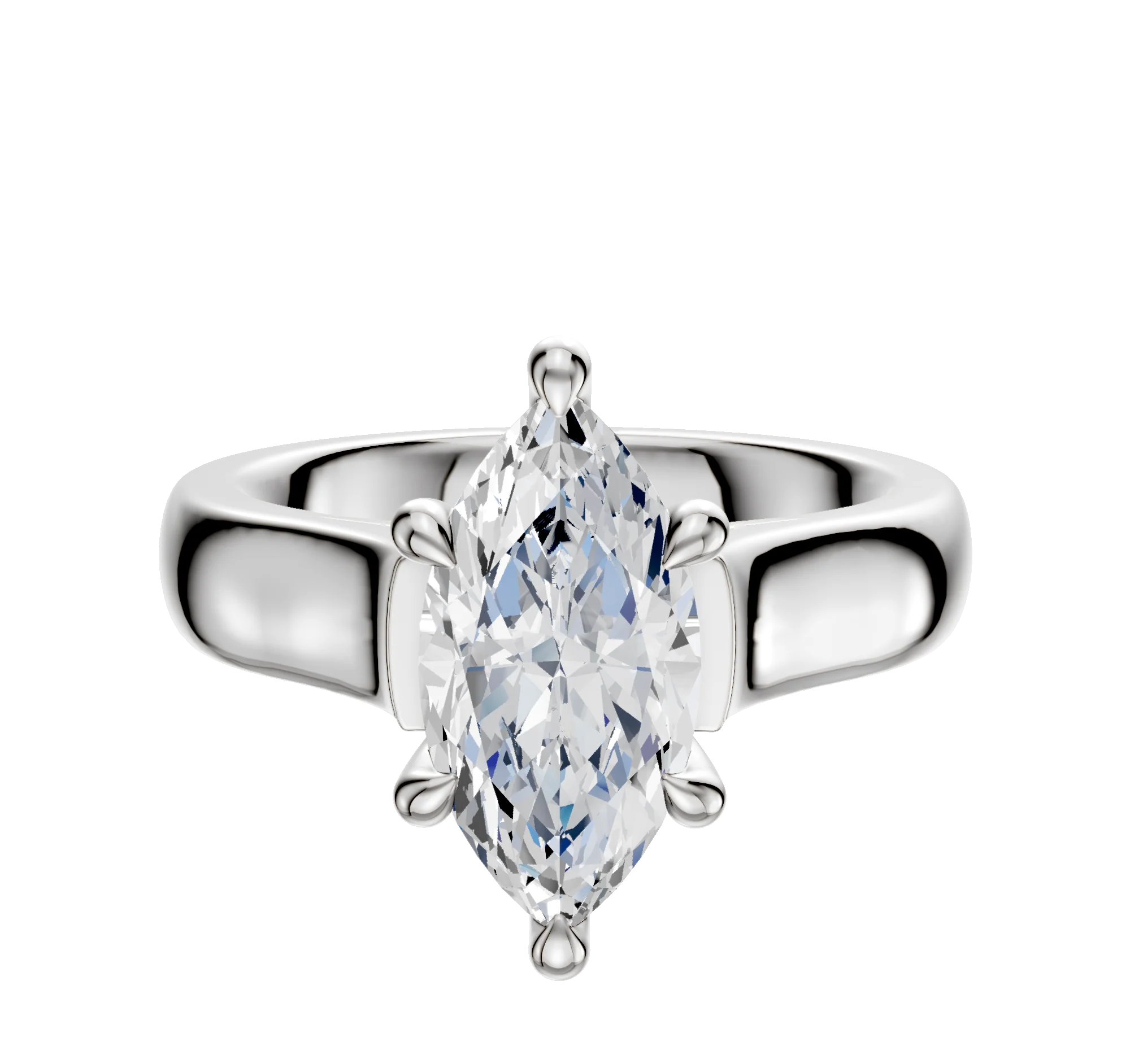Platinum 6 Prong Hidden Halo Cathedral Dome 4.0mm Engagement Ring
