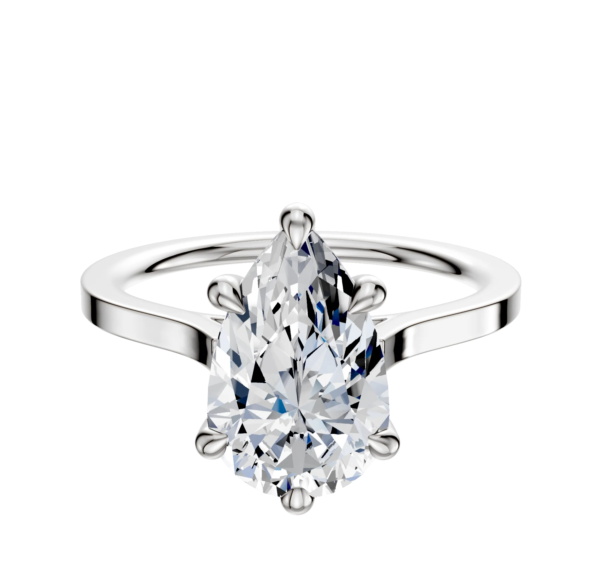 Platinum 6 Prong Hidden Halo Cathedral Flat 1.5mm Engagement Ring