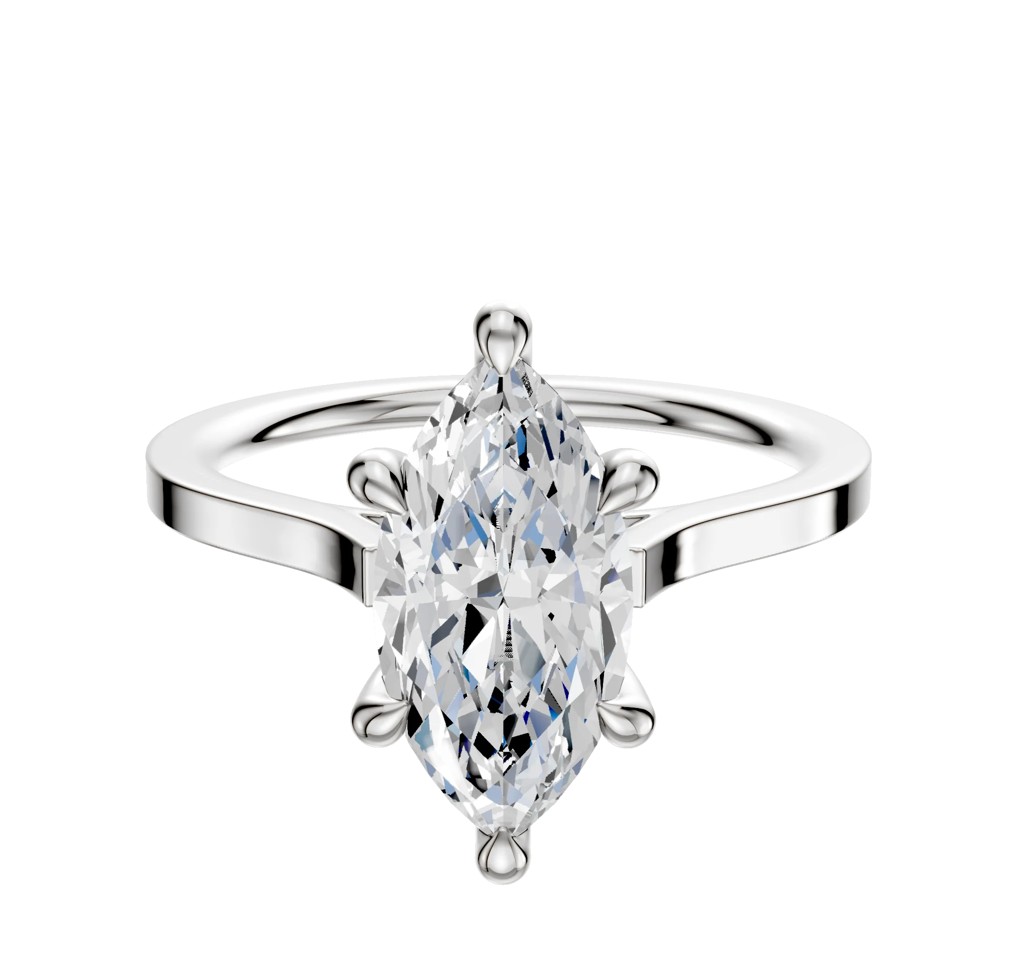 Platinum 6 Prong Hidden Halo Cathedral Flat 1.5mm Engagement Ring