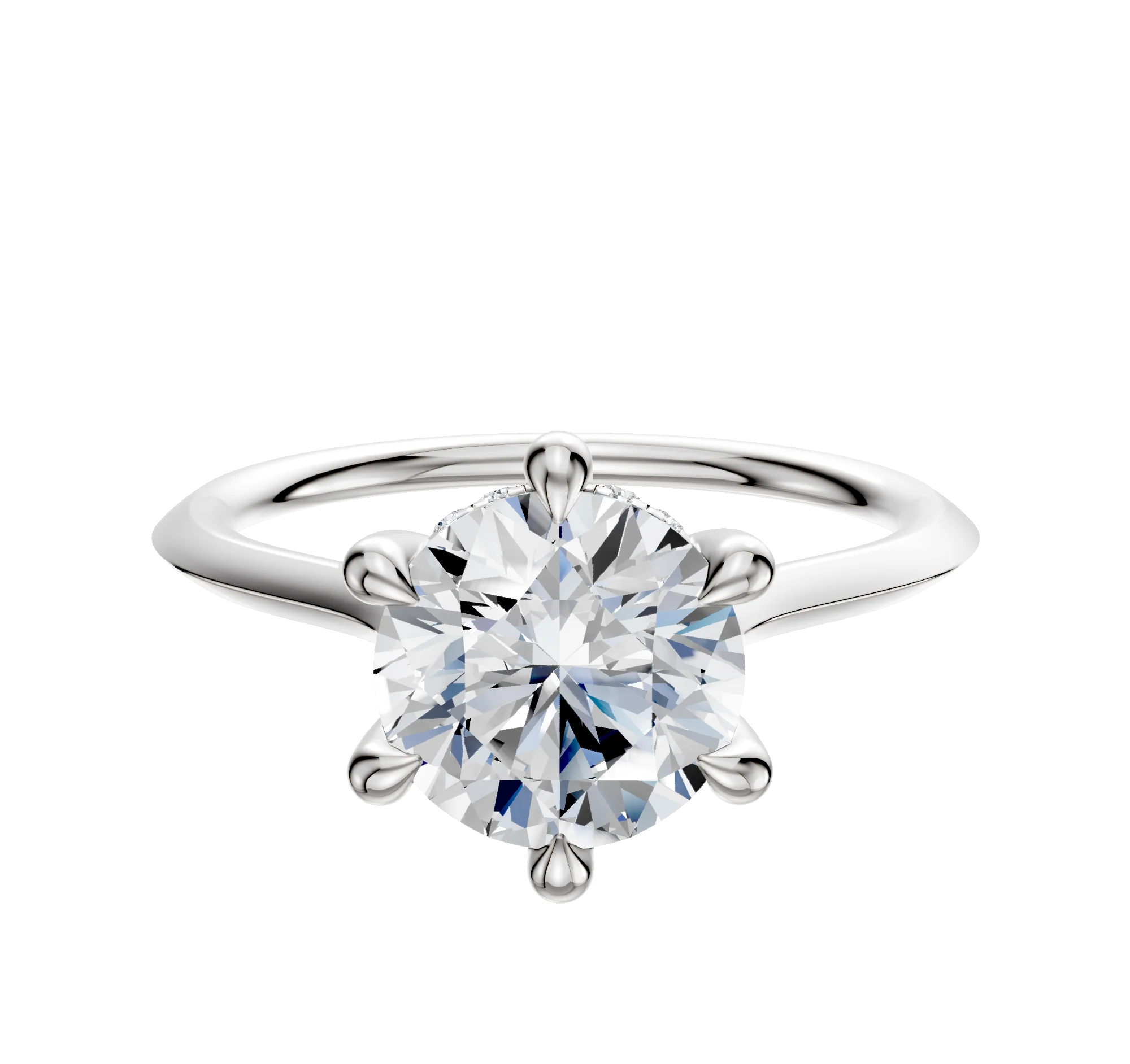 Platinum 6 Prong Hidden Halo Cathedral Knife Edge 1.5mm Engagement Ring