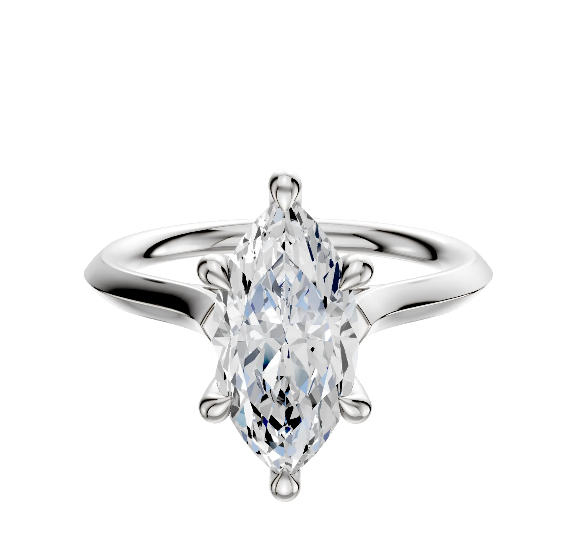 Platinum 6 Prong Hidden Halo Cathedral Knife Edge 2.0mm Engagement Ring