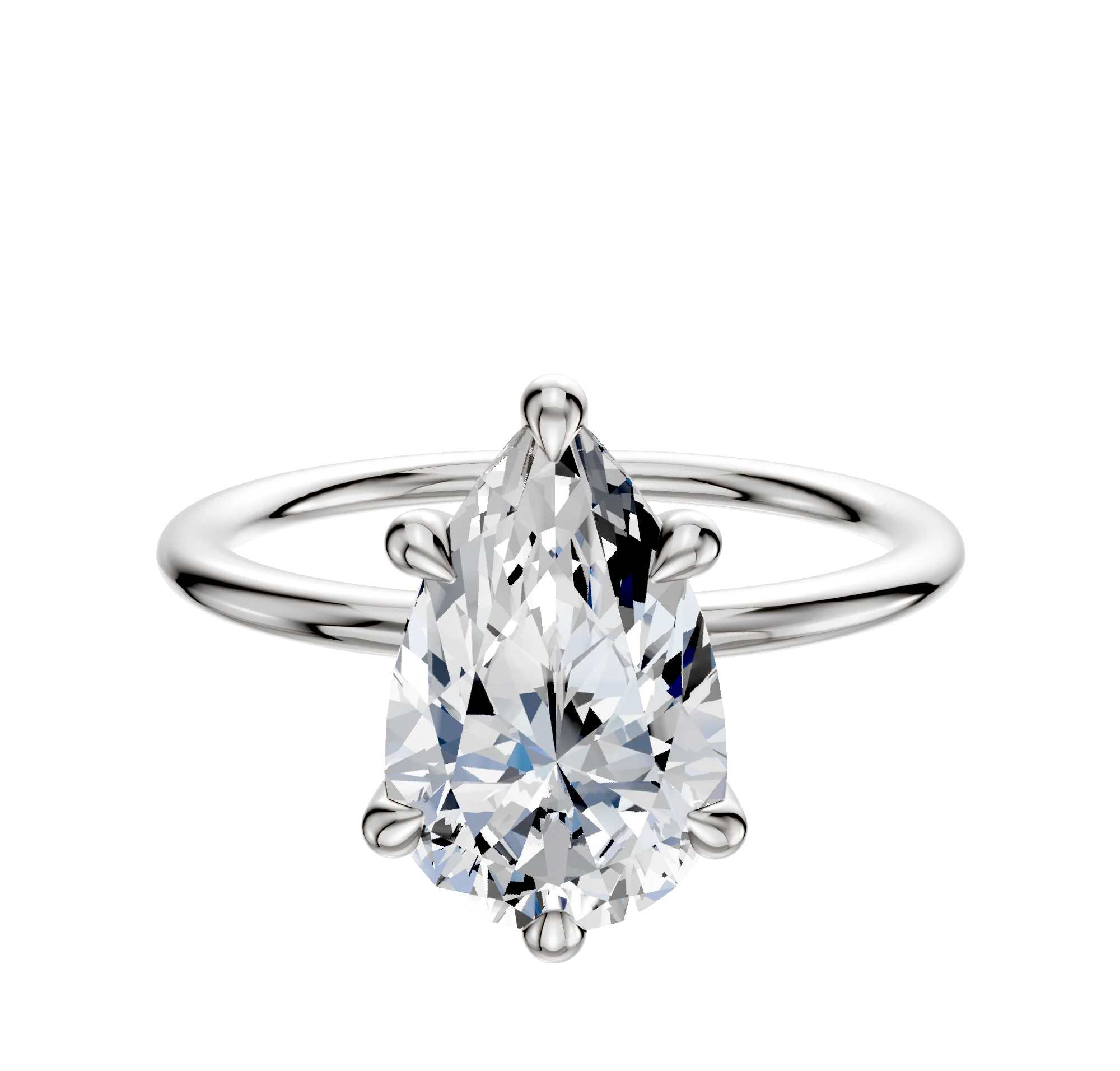 Platinum 6 Prong Hidden Halo Classic Dome 1.5mm Engagement Ring