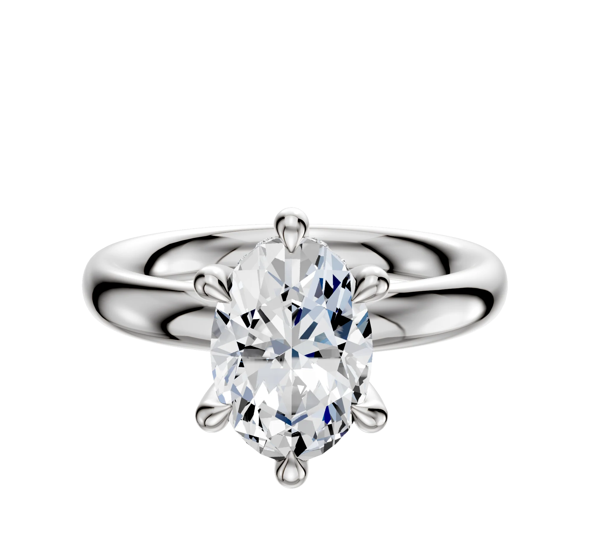 Platinum 6 Prong Hidden Halo Classic Dome 3.0mm Engagement Ring