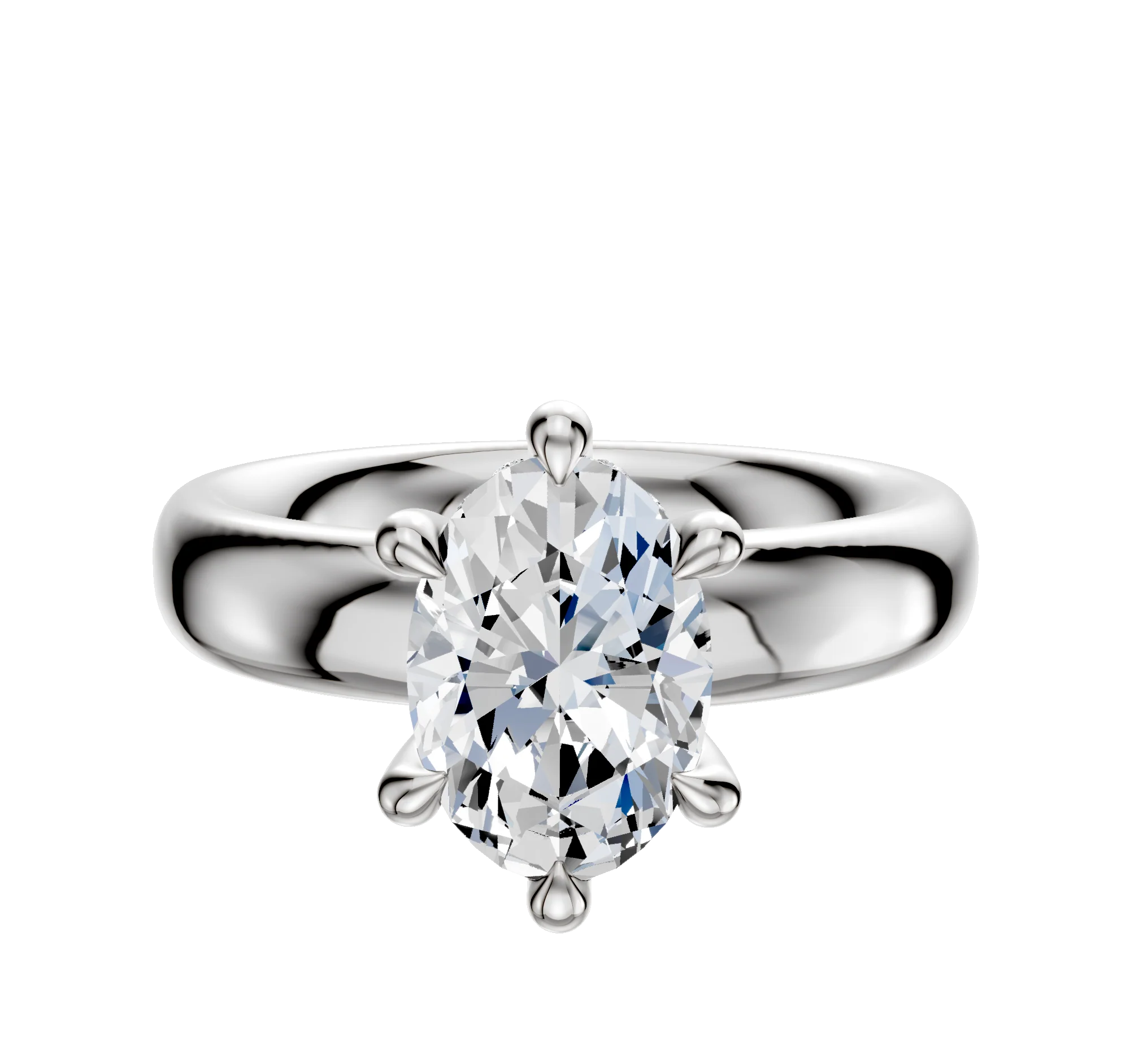 Platinum 6 Prong Hidden Halo Classic Dome 4.0mm Engagement Ring