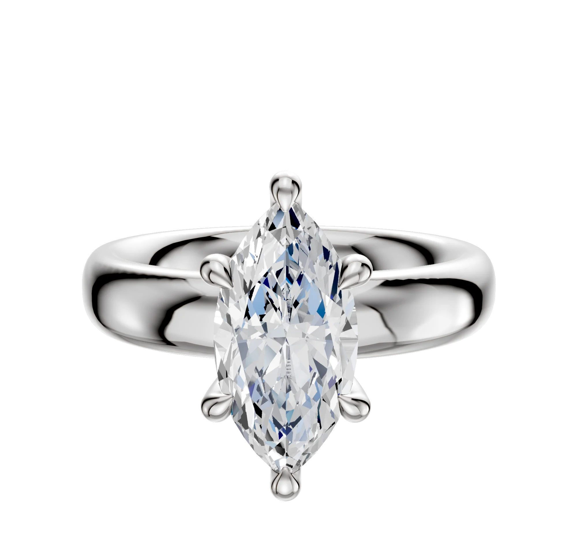 Platinum 6 Prong Hidden Halo Classic Dome 4.0mm Engagement Ring
