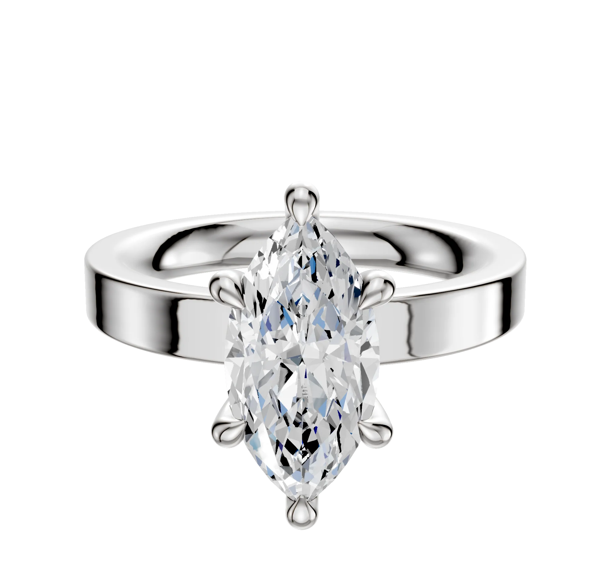 Platinum 6 Prong Hidden Halo Classic Flat 3.0mm Engagement Ring