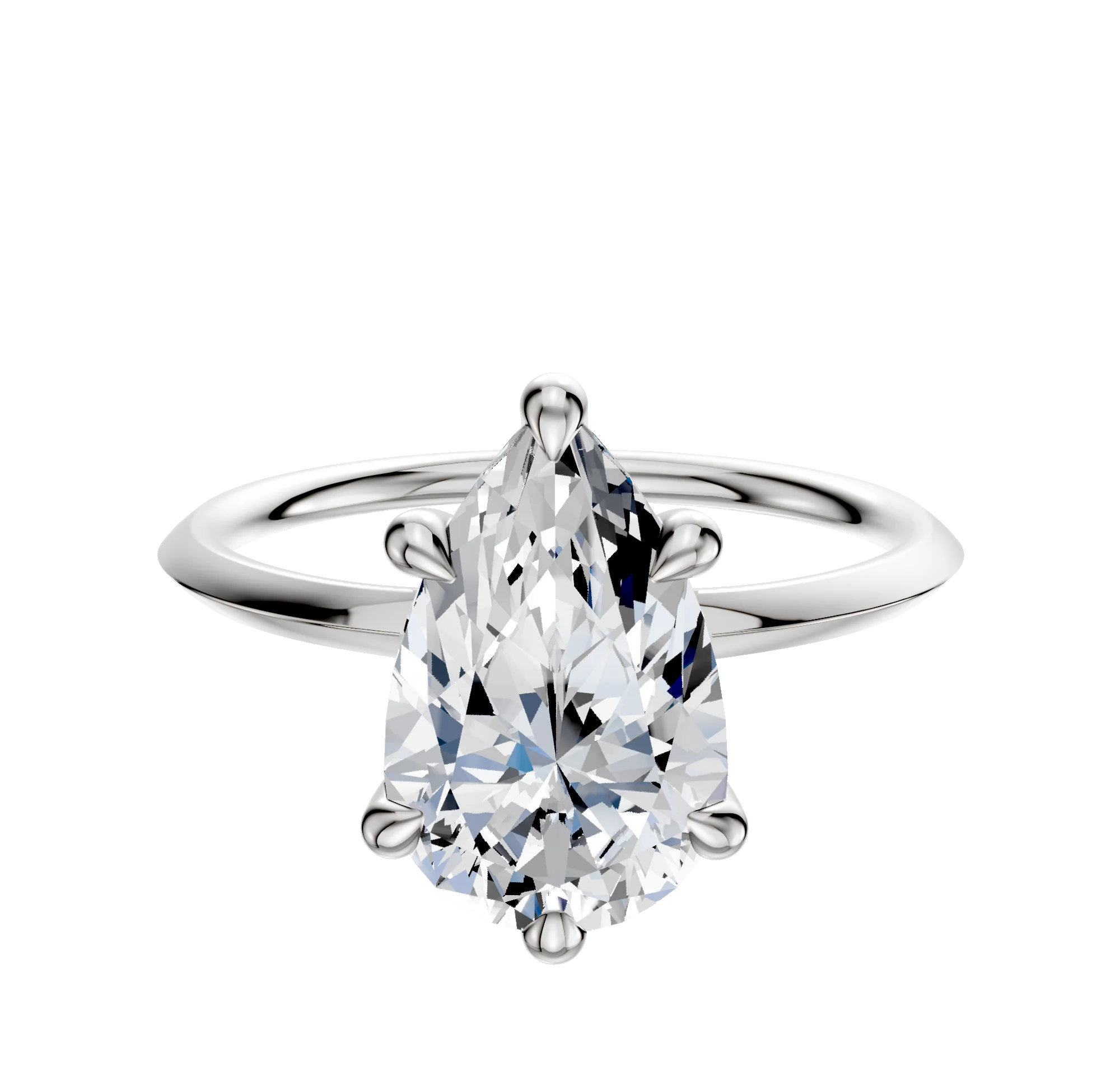 Platinum 6 Prong Hidden Halo Classic Knife Edge 1.5mm Engagement Ring