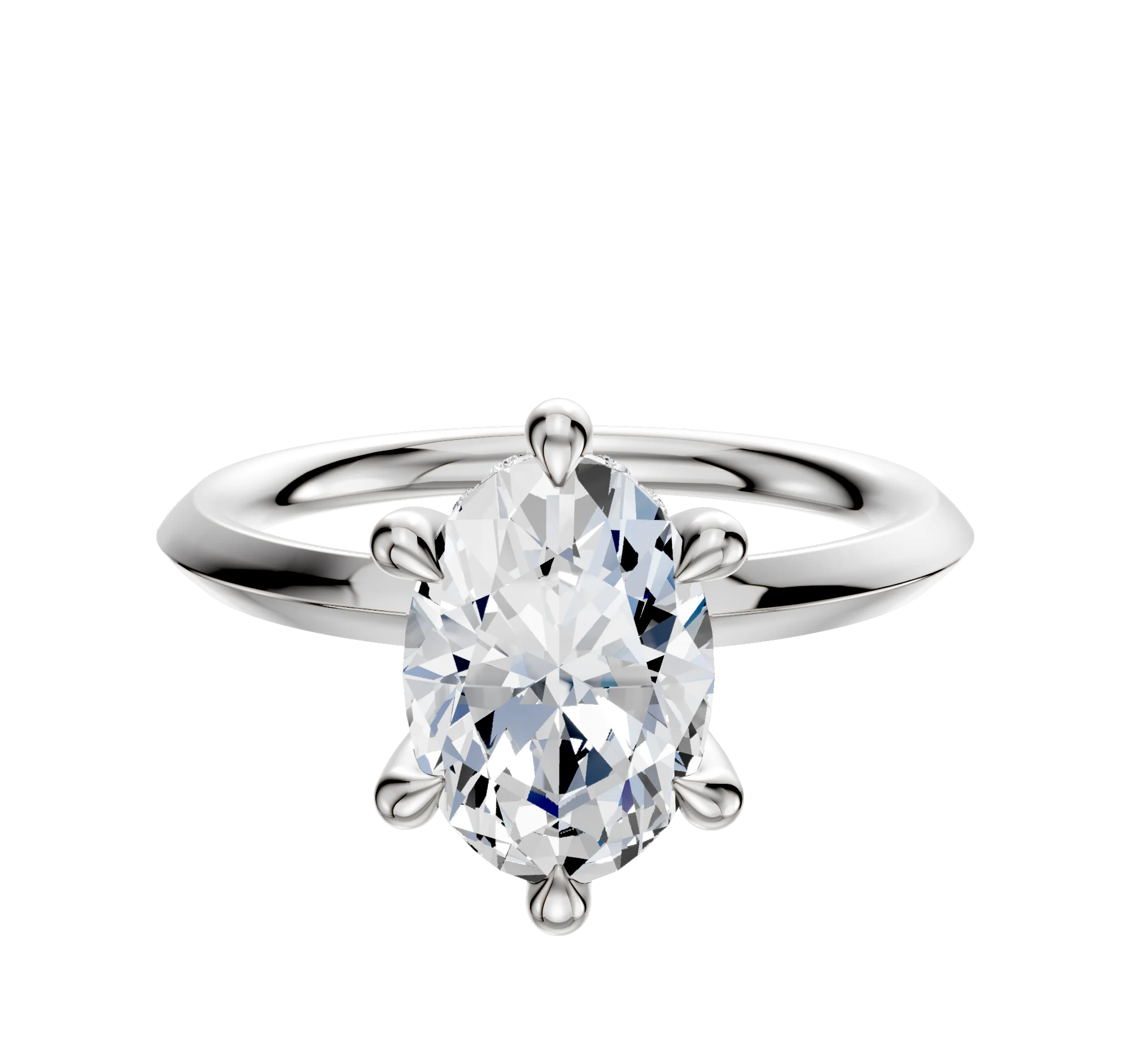 Platinum 6 Prong Hidden Halo Classic Knife Edge 2.0mm Engagement Ring