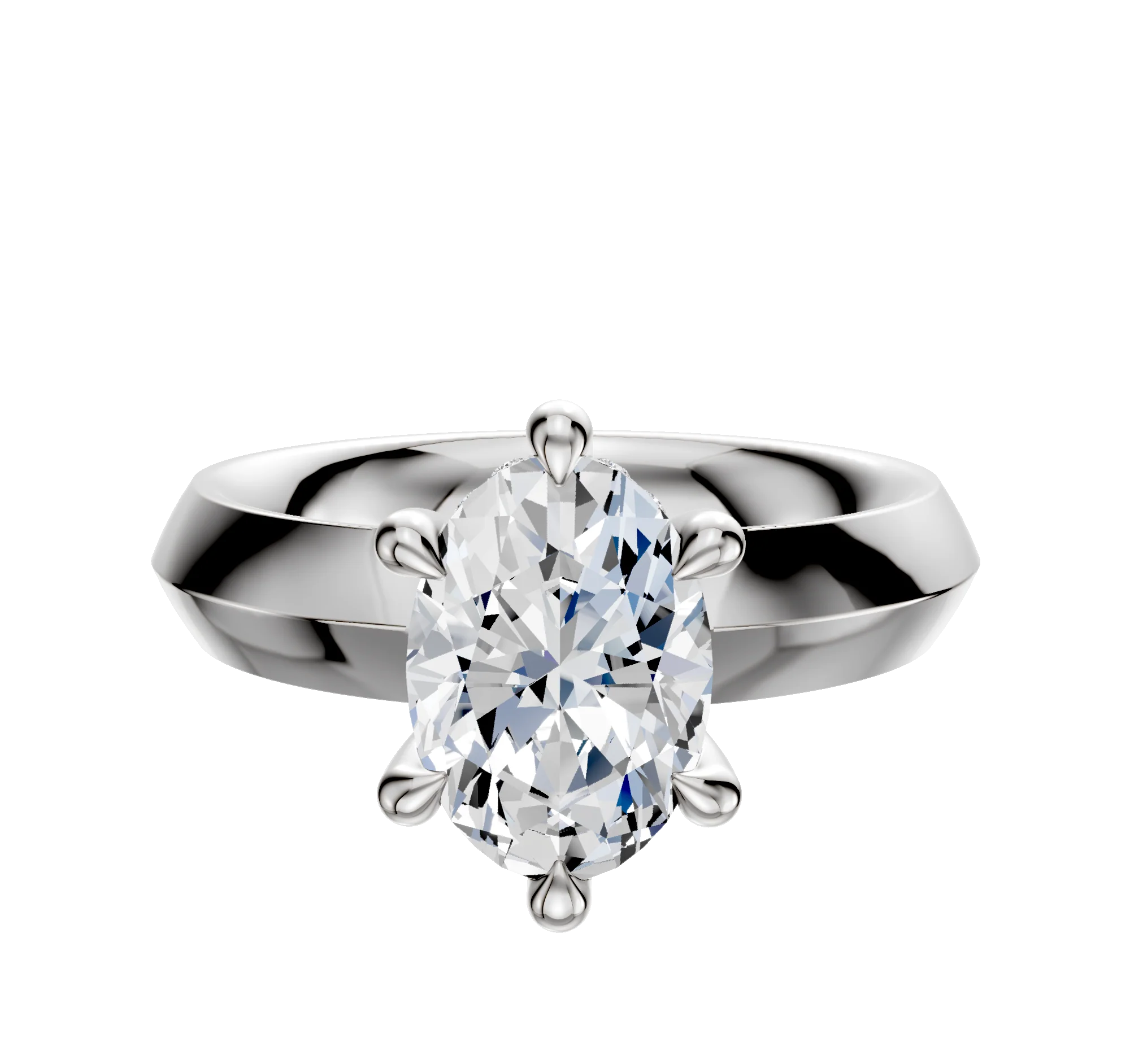 Platinum 6 Prong Hidden Halo Classic Knife Edge 4.0mm Engagement Ring