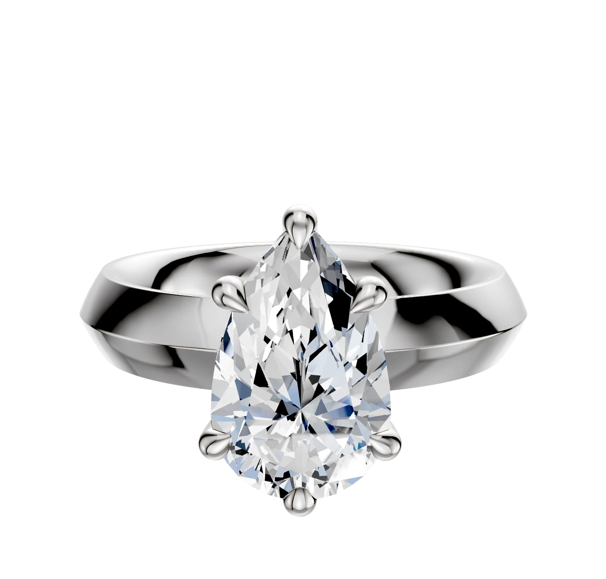 Platinum 6 Prong Hidden Halo Classic Knife Edge 4.0mm Engagement Ring