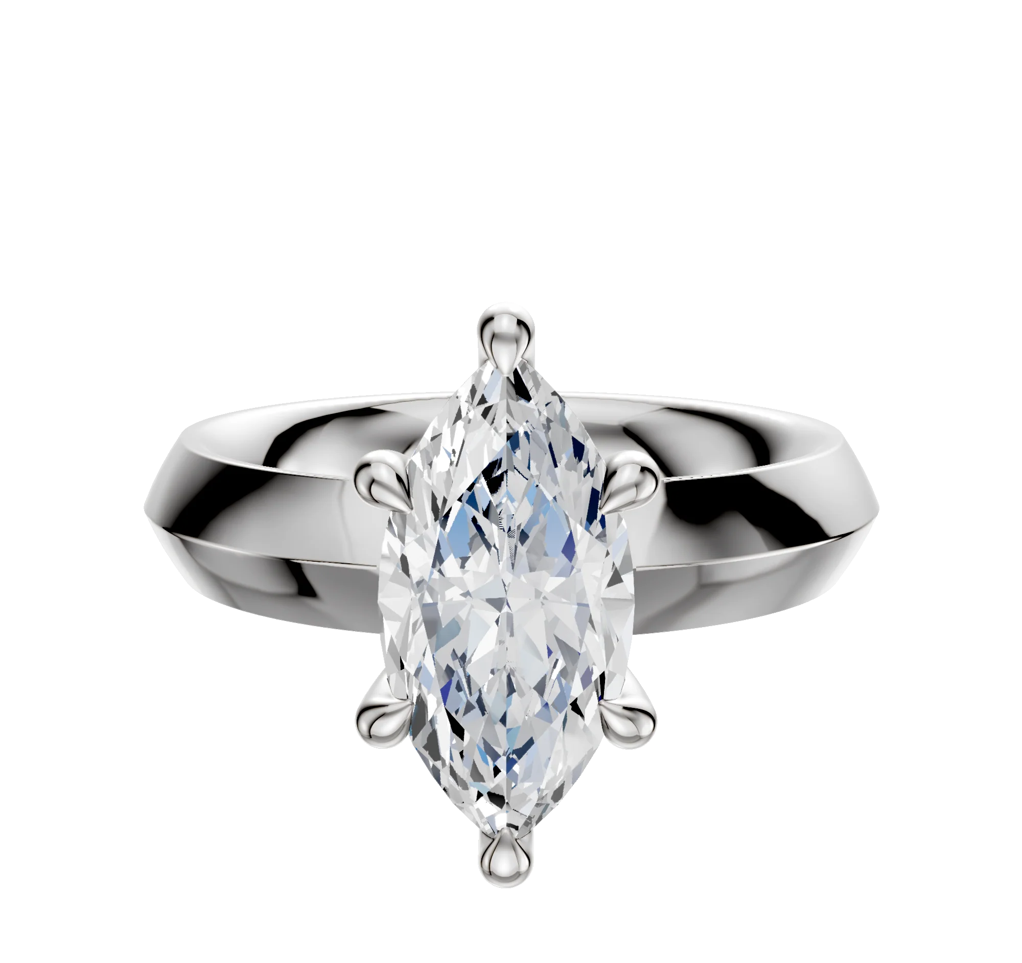 Platinum 6 Prong Hidden Halo Classic Knife Edge 4.0mm Engagement Ring
