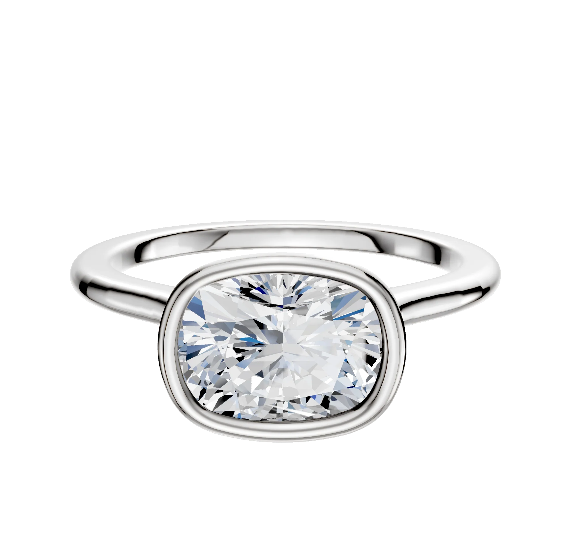 Platinum Bezel Full Bezel East/West Cathedral Dome 1.5mm Engagement Ring