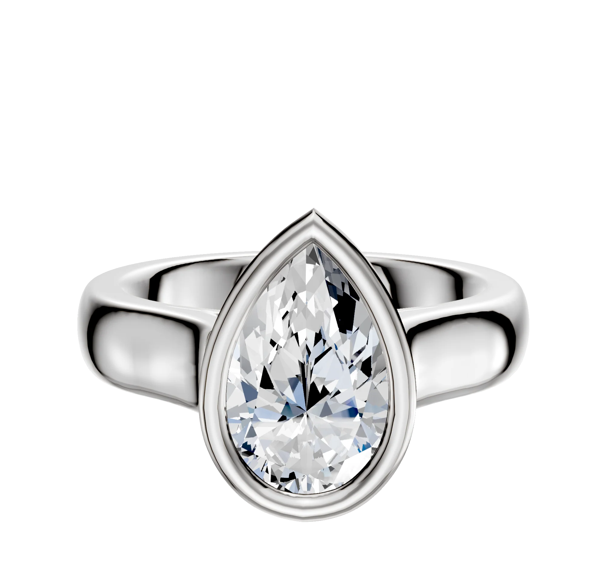 Platinum Bezel Full Bezel East/West Cathedral Dome 4.0mm Engagement Ring