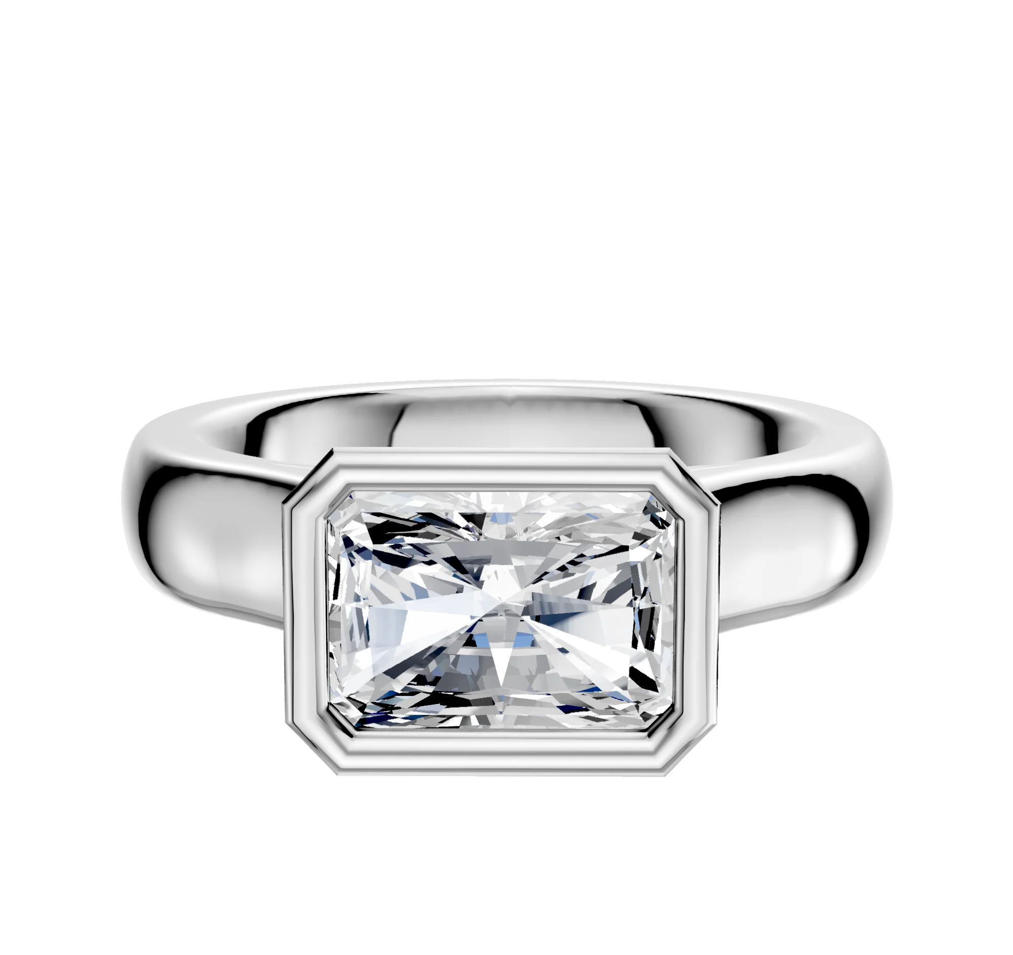 Platinum Bezel Full Bezel East/West Cathedral Dome 4.0mm Engagement Ring