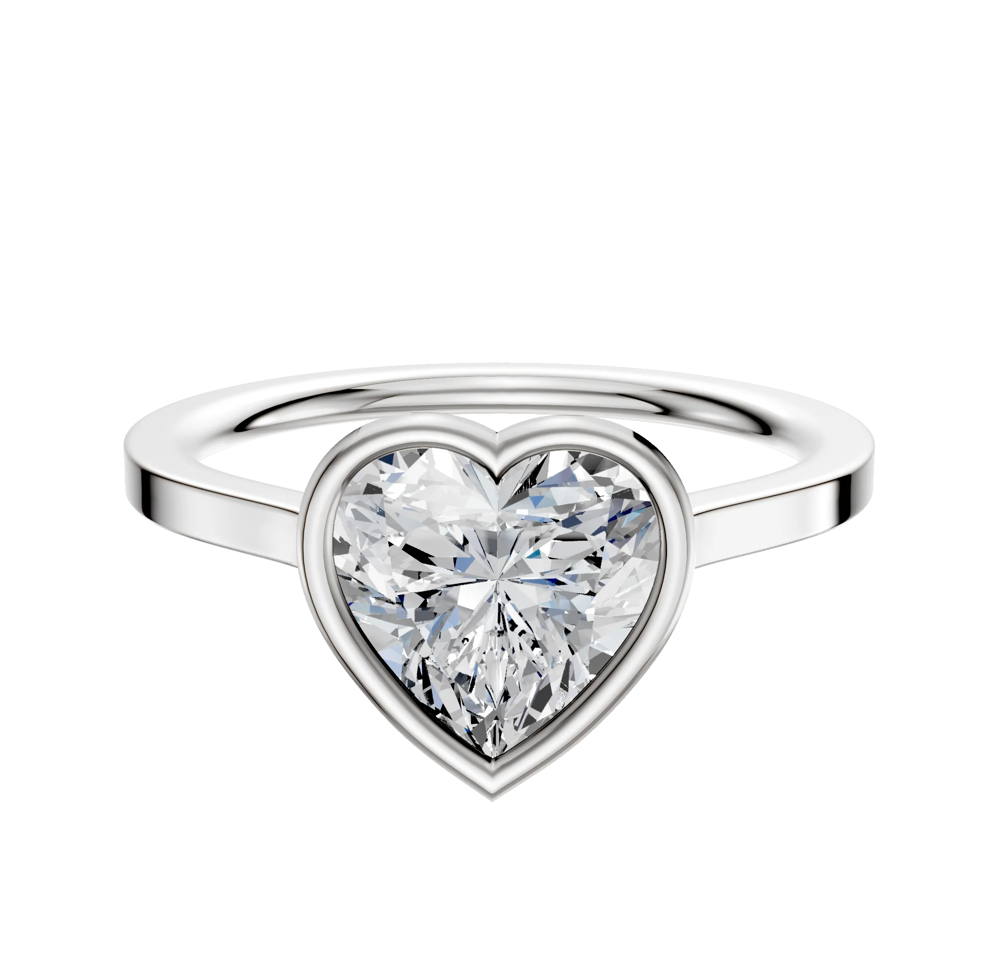 Platinum Bezel Full Bezel East/West Cathedral Flat 1.5mm Engagement Ring