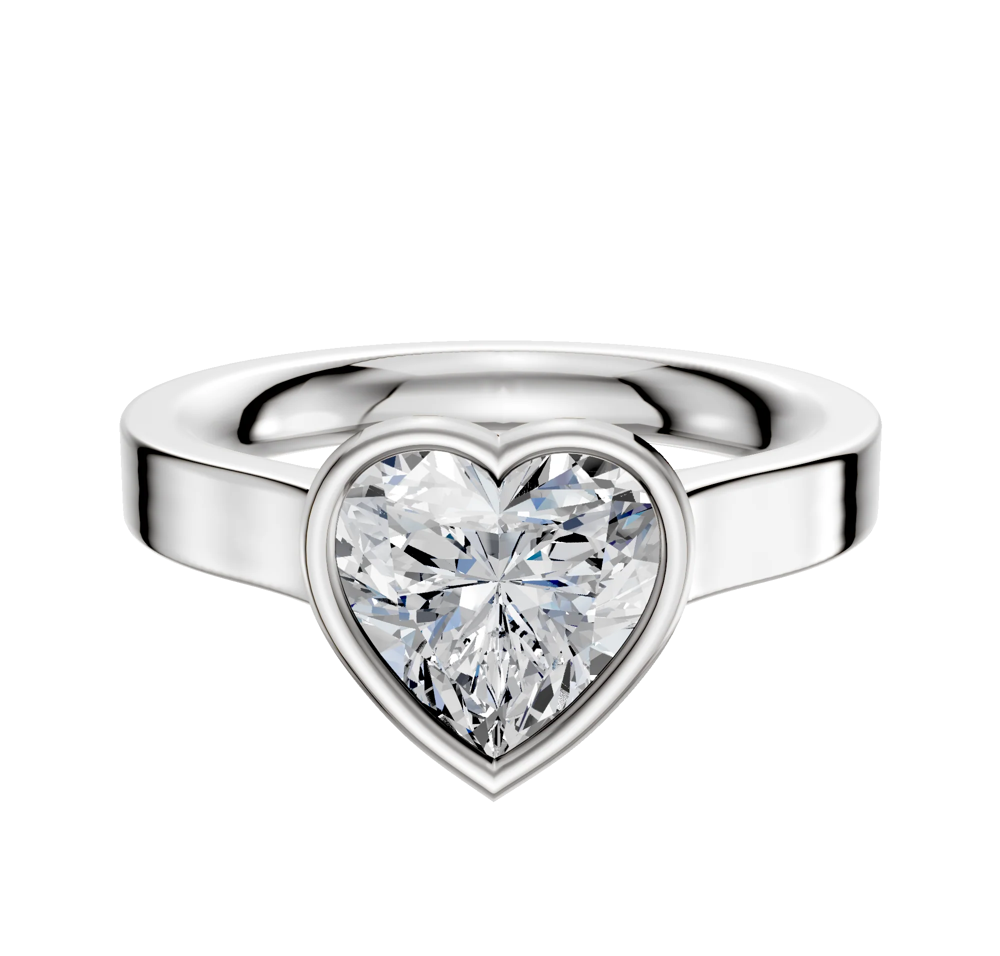 Platinum Bezel Full Bezel East/West Cathedral Flat 3.0mm Engagement Ring