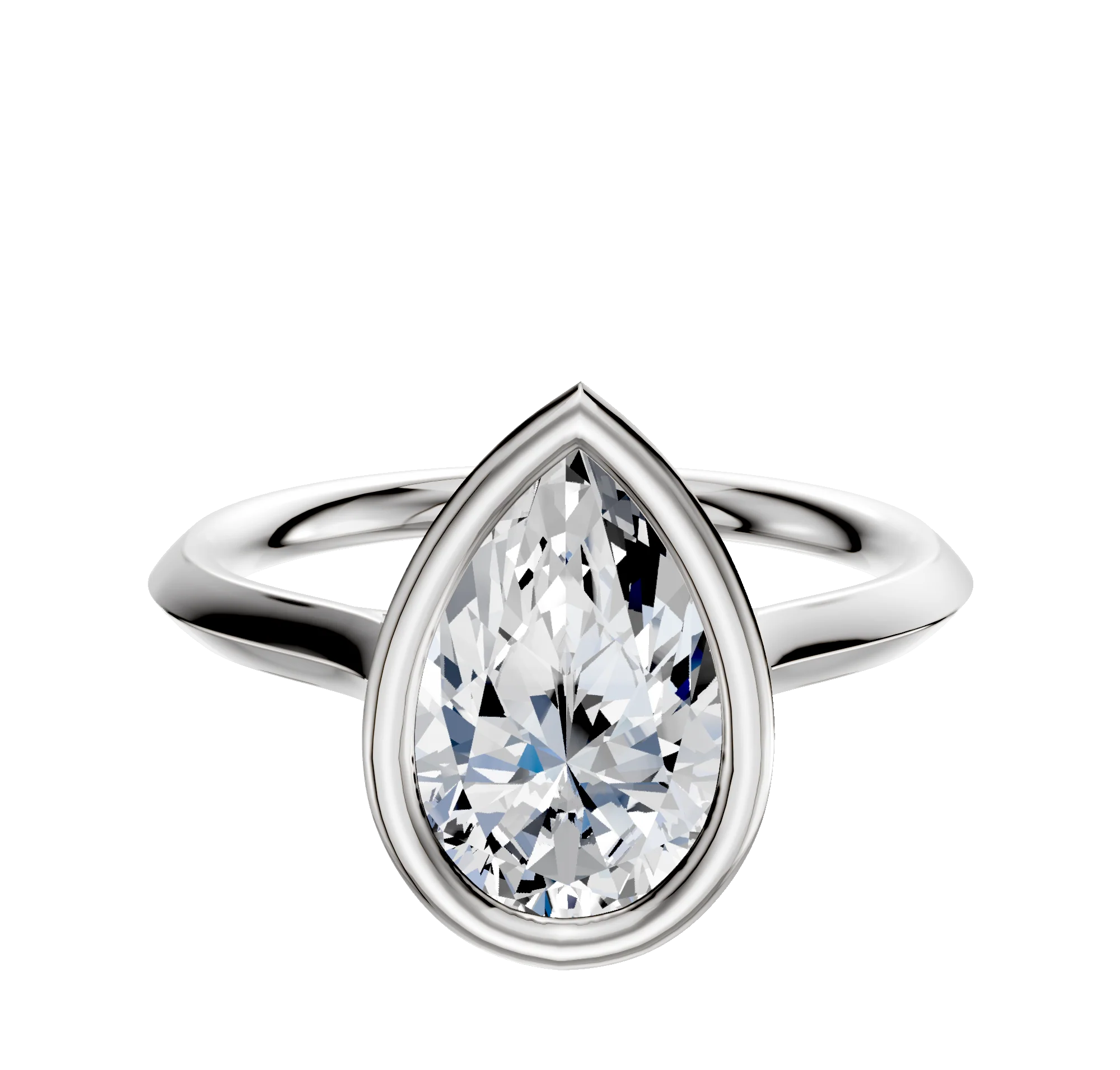 Platinum Bezel Full Bezel East/West Cathedral Knife Edge 2.0mm Engagement Ring