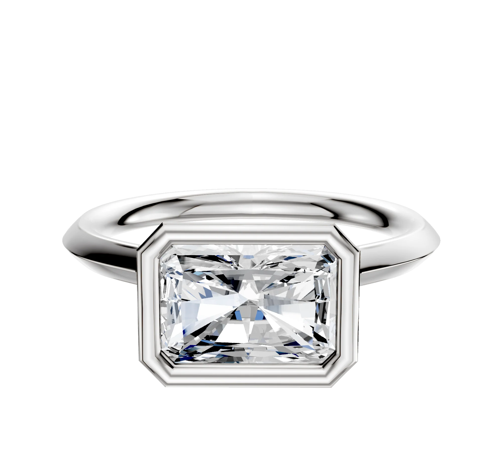 Platinum Bezel Full Bezel East/West Cathedral Knife Edge 2.0mm Engagement Ring