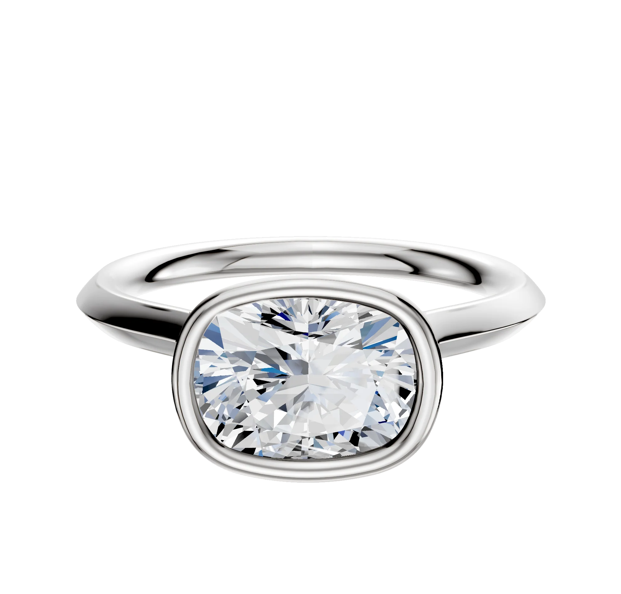 Platinum Bezel Full Bezel East/West Cathedral Knife Edge 2.0mm Engagement Ring