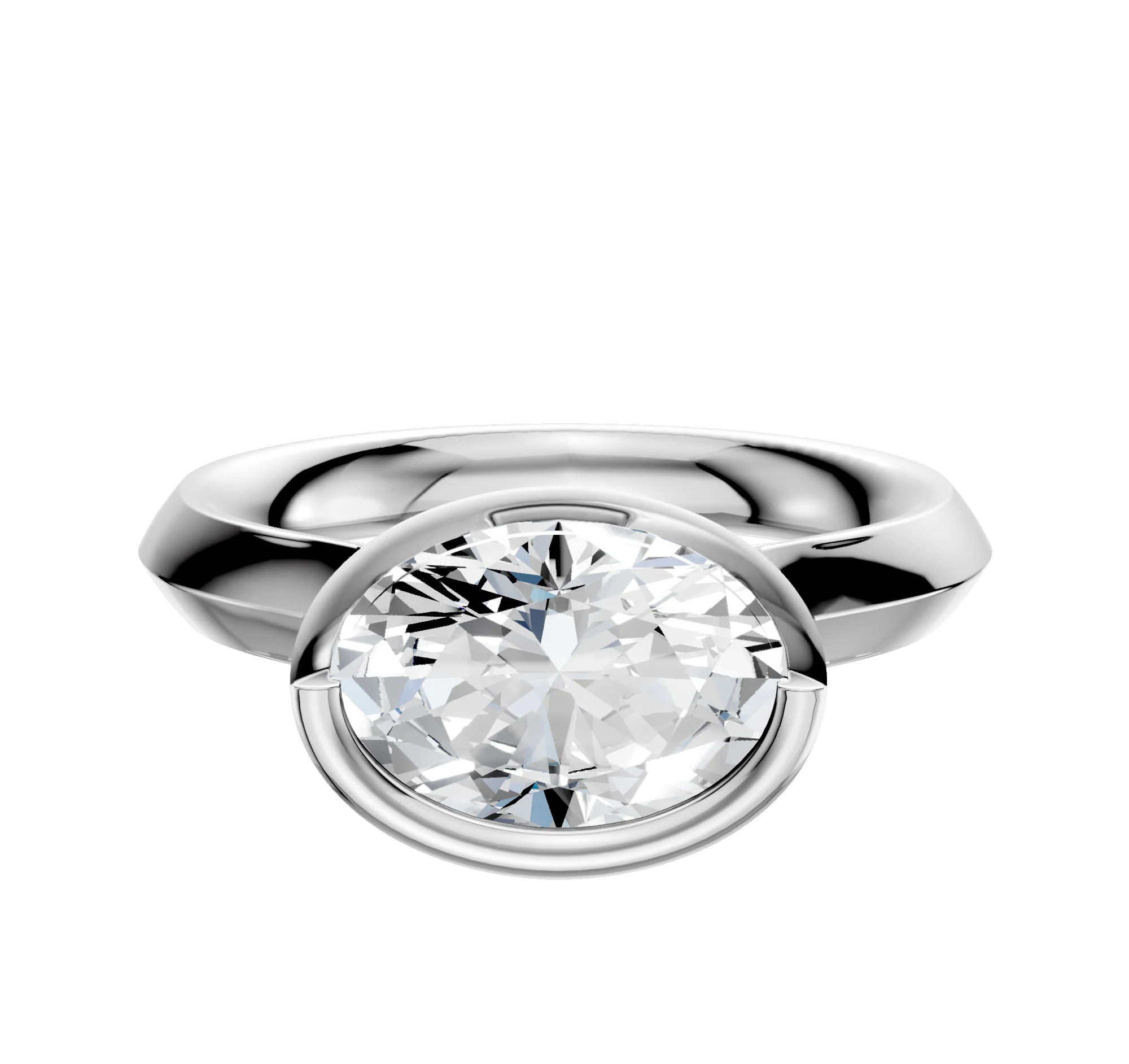 Platinum Bezel Full Bezel East/West Cathedral Knife Edge 3.0mm Engagement Ring